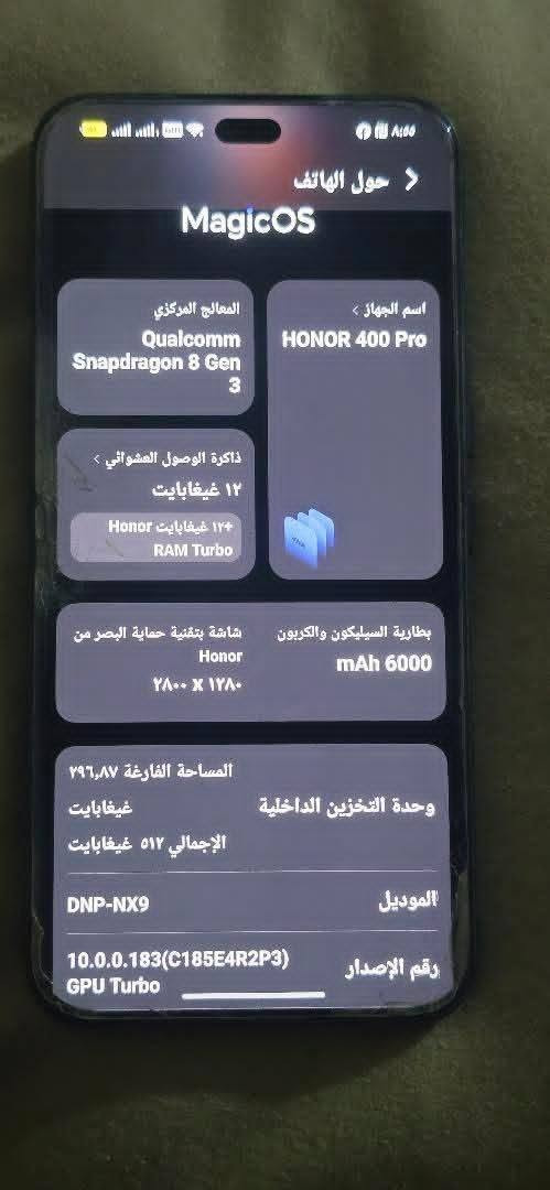 سلام عليكم جهاز هونر ٤٠٠برو 5جي جهاز صالي شهرين من اخذته جهاز جديد معنه كلمه جهاز امفول التواصل علا رقم *********** 
سعر ٦٥٠ قفل الن محتاز وريد ابيعه هوه يسوه اكثر
