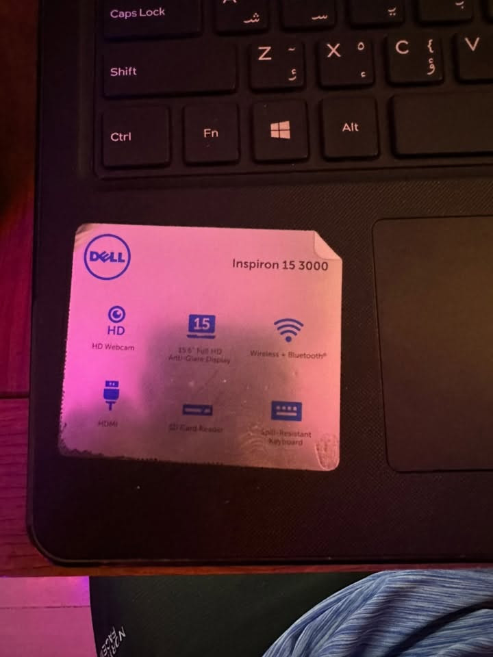 💻 لابتوب DELL Inspiron 15 نظيف جداً للبيع 💻
🔹 الموديل: Dell Inspiron 15 3000 (3567)
🔹 المعالج: Intel Core i5 - الجيل السابع (i5-7200U) 🚀
🔹 الرام (الذاكرة العشوائية): 4 جيجابايت (4GB RAM).
🔹 كارت الشاشة: اللابتوب بيه كارتين شاشة:
1. داخلي: Intel HD Graphics 620.
2. خارجي: AMD Radeon Graphics (ممتاز للشغل والتصميم والألعاب الخفيفة).
🔹 الشاشة: مقاس 15.6 بوصة بدقة عالية Full HD (مضادة للتوهج Anti-Glare مريحة للعين).
🔹 مميزات إضافية:
 كاميرا HD 📷.
 كيبورد مقاوم لانسكاب السوائل (Spill-Resistant) ⌨️💧.
 منافذ HDMI و SD Card Reader.
 واي فاي وبلوتوث.
🔹 النظافة: 95% (اللابتوب أخت الجديدة ومابيها أي نقص).
هارد. 1 تيرا hdd 
والصور كلشي بيها 

***********

السعر 230

نص مكتوب في الصور:
- Task Manager File Options View Processes Performance App history Startup Users Details Services CPU 3% 0.74 GHz Memory 3.1/3.8 GB (82%) Disk 0 (C: E: F:) HDD 99% GPU 0 Intel(R) HD Graphics ... 1% GPU 1 Radeon (TM) R5 M430 0% (28 °C) Disk 0 (C: E: F:) Active time 60 seconds Disk transfer rate 60 seconds Active time 99% Average response time 13.5 ms Read speed 3.7 MB/s Write speed 0 KB/s Fewer details
- (C: E: F:) ST1000LM035-1RK172 100% 0 10 MB/s 7 MB/s 0 Average response time 16.1 ms Capacity 932 GB Formatted 932 GB System disk Yes Page file Yes Type HDD Write speed 344 KB/s
