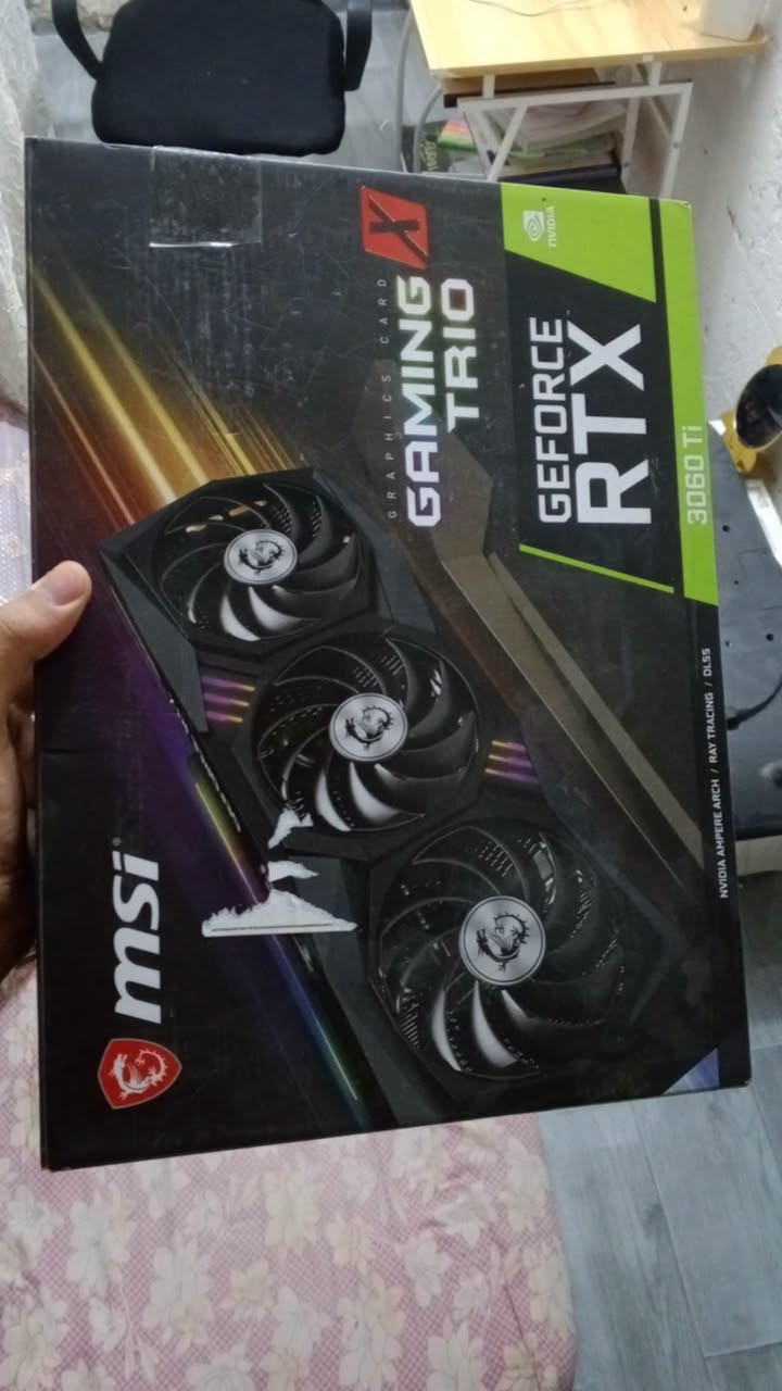 قطع PC مستخدمة للبيع
CPU : INTEL CORE I5-12400F — 150 الف

MB : ASUS PRIME B760-PLUS D4 — 135 الف

GPU : MSI RTX 3060 Ti GAMING X TRIO — 400 الف

RAM : T-FORCE 32GB (4×8GB) DDR4 3600MHz — 250 الف

POWER SUPPLY : FSP HYDRO PRO 800W — 70 الف

M.2 NVMe 256GB — 40 الف

SSD : TEAM GROUP T-FORCE VULCAN Z 1TB — 110 الف

الموقع : كربلاء

متوفر توصيل جميع المحافظات ***********

نص مكتوب في الصور:
- Demo monitor
- FurMark (64-bit) 2.10.2.0
- Test: FurMark (GL)
- Benchmarking...
- 100% 60000 ms
- 135 FPS
- min:131, max:140, avg:136
- Time : 00:05:20
- Frames : 43699
- Frame time : 7.386 ms
- Resolution : 1920 x 1080
- AA : Off
- NVIDIA GeForce RTX 3060 Ti/PCIe/SSE2
- OpenGL 3.2.0 NVIDIA 616.92
- MSI RTX 3060 Ti Gaming X Trio 8G
- PCI IDs DEV:10DE-2486 SUB:1462-3903 REV:A1
- GPU temp 67°C
- GPU hotspot 80°C
- GPU usage 99%
- VRAM 9% (751 MB)
- fan 0 1170 RPM (41%)
- fan 1 1167 RPM (41%)
- Clocks core:1636MHz - mem:1750MHz (14.0Gbps)
- power 218W - PPW:0.619