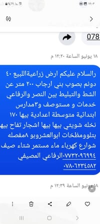 بصوب بني ارجاب • ٤٠ دونم • ١٧٠ نخلة