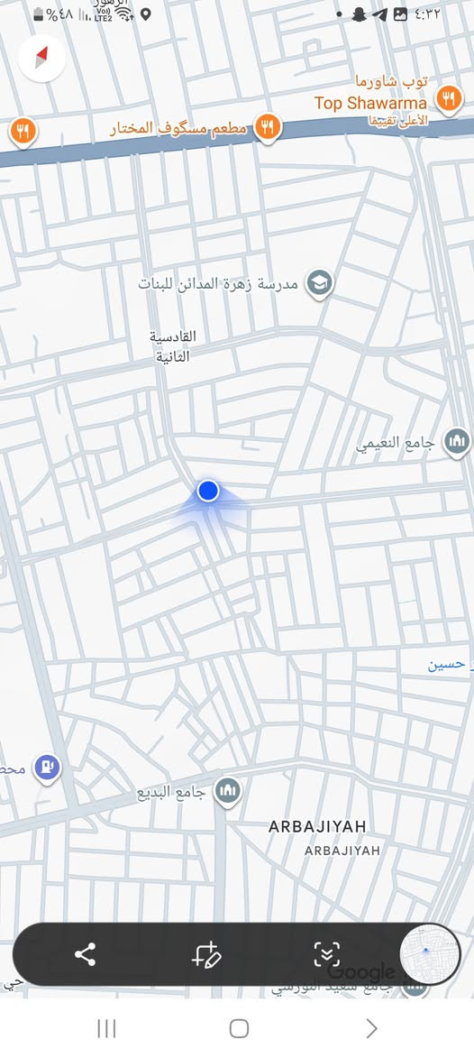 عندي بيت بل قادسيه الثانيه بضهر صيدليه القادسيه الي على سايدين الحديد للبيع المساحه155 سند طابو ملك صرف للتواصل ***********
