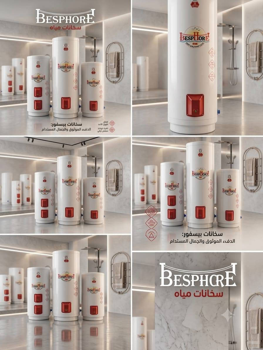 �❄️ الشتا بلّش… لا تخلي البرد يفاجئك! ❄️🔥

🚿 سخانات السعدي POWER
دفا وأمان وقوة تتحمل ضغط الماء 💪

✅ حديد سماكة 2 ملم
✅ عازل حراري صوف يحافظ على حرارة الماي
✅ ضمان 3 سنوات
✅ يتحمل ضغط البوستر لحد 12 بار
✅ متوفر 120 لتر و160 لتر

🔥 إذا تريد سخان قوي، متين، ويحافظ على حرارة الماي… هذا اختيارك!

📍 مجمع نور الثقلين
كوت – طريق بغداد قبل السيطره
📞 ***********

⚡ لا تنتظر يشتد البرد… جهّز بيتك من هسه!

نص مكتوب في الصور:
- جودة عالية ضمان طويل الأمد تكنولوجيا تركية مخارج أنابيب المياه فوم عازل عالي الكثافة (بولي يوريثان) خزان داخلي من الصلب المجلفن التركي الغلاف الخارجي المطلي 200 L 160 L 120 L 80 L مجموعة سخانات BESPHORE: الحل الأمثل لاحتياجاتك
- BESPHORE
- سخانات مياه
- سخانات بيسفور:
- الددفء الموثوق والجمال المستدام
- ضمان
- طويل الأمد
- تقنية فولاذ
- مجلفن تركي
- الدفء الموثوق والجمال المستدام
- لطويل الأمد
- تضرة فوهة
- مصنعين أرابي
- جودة عالية ضمان طويل الأمد تكنولوجيا تركية مجموعة سخانات BESPHORE: الحل الأمثل لاحتياجاتك