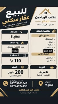 عقار سكني • قطاع ٥ • ١١٠م²