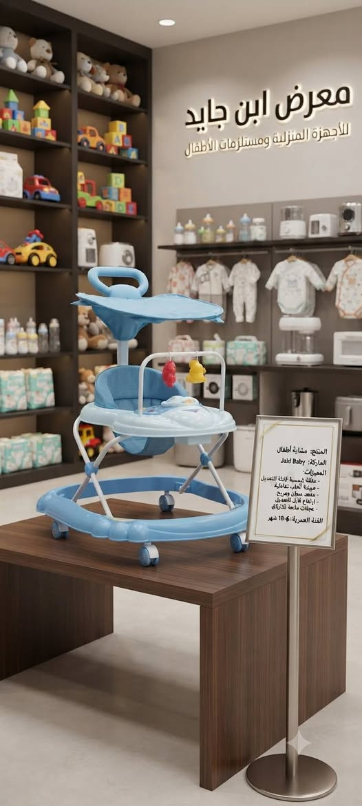 ⚡ عالم الطفل السعيد بين إيديك! 🧸🚗
​نوفر لطفلك كل وسائل الراحة والترفيه والوناسة بأجود الخامات وأرقى الماركات العالمية، وبأسعار تنافسية تناسب كل عائلة!
​كل ما يحتاجه طفلك لنموه ولعبه وراحته تلاقيه يمنا بـ معرض ابن جايد:
​🛏️ كاروك ومهد: نوم هادئ ومريح يضمن لطفلك الراحة التامة والأمان طوال الليل.
​🚶 حجلة (مشاية أطفال): لتشجيع طفلك على الخطوات الأولى بكل ثقة وثبات.
​🚗 سيارات الأطفال الشحن: المتعة الحقيقية والسرعة الآمنة لصغارك بحركات تفاعلية ممتعة.
​🚲 باسكل ثلاثي ودراجات: لتعزيز نشاط وحيوية طفلك وبناء مهاراته الحركية.
​🎪 مرجوحة (أرجوحة): أوقات من المرح والضحك لا تنتهي داخل البيت أو الحديقة.
​🛴 سكوتر: التوازن والسرعة بأحدث التصاميم العصرية المناسبة لكل الأعمار.
​📍 النجف الأشرف
📞 للحجز والاستفسار، تواصل معنا فوراً على الرقم: ***********
​✨ معرض ابن جايد.. دلال طفلك يبدأ من عدنا! 🌟

نص مكتوب في الصور:
- معرض ابن جايد للأثاث ومستلزمات الأطفال
- معرض ابن جايد للأجهزة المنزلية والألعاب معرض ابن جايد للأجهزة المنزلية والألعاب $200
- معرض ابن جايد
- EBN JAYED SHOWROOM
- مواصفات المنتج /
- Product Specifications
- • المادة:
- خشب طبيعي عالي الجودة
- • قضبان أمان:
- تصميم مباعد آمن
- • مراتب مريحة:
- حشوة إسفنجية ناعمة
- • تصميم متين:
- هيكل قوي وثابت
- • لون طبيعي:
- لمسة نهائية غير سامة
- معرض ابن جايد للأجهزة المنزلية والإلكترونيات
- معرض ابن جايد للأجهزة
- معرض أبن جايد IBN JAYID GALLERY دراجة أطفال سوبر بايك (Super Bike) المواصفات الرئيسية: المقاس: 12 بوصة (مناسب لعمر 3-5 سنوات) اللون: أخضر زاهي مع رسومات لهب صفراء على المقعد الهيكل: فولاذي متين وقوي الملحقات: سلة أمامية بلاستيكية خضراء، عجلات تدريب (طبتبات) قابلة للإزالة، ومقعد خلفي مع مسند الأمان: حماية كاملة للسلسلة، عجلات ملونة متينة التصميم: تصميم رياضي "سوبر بايك" عصري وجذاب الاستخدام: تعلم ركوب الدراجات بثقة وأمان متوفر الآن في معرض ابن جايد