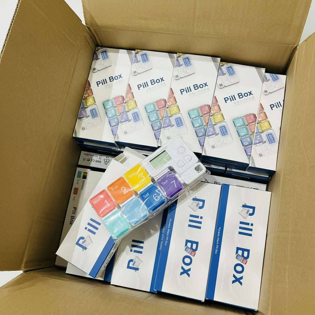 علبة دواء إلكترونية مزودة بجهاز إنذار 
Electronic pill box with alarm 

🔷الاستخدامات:

🔹تنظيم وجدولة تناول الأدوية، الفيتامينات، والمكملات الغذائية للمرضى وكبار السن بانتظام دقيق.

🔹تذكير المستخدم بمواعيد الجرعات اليومية بدقة ومنع نسيانها أو تكرارها بالخطأ بفضل المنبه الرقمي.

🔹مثالية للسفر، العمل، والرحلات بفضل إمكانية فصل الحافظات وحمل الأيام المطلوبة فقط.

⭐المميزات:

🔹منبه رقمي متطور (Up to 4 Alarms): شاشة رقمية ذكية مدمجة تتيح ضبط حتى 4 منبهات مختلفة في اليوم لتغطية كافة مواعيد الجرعات.

🔹تصميم نمطي قابل للفصل: تتكون من 7 خانات ملونة ومستقلة مرقمة من 1 إلى 7 ومطبوع عليها أيام الأسبوع بالإنجليزية، يمكن فكها وتركيبها بمرونة كاملة.

🔹أغطية ملونة شفافة: أغطية بألوان قزحية زاهية تتيح رؤية الأقراص في الداخل دون الحاجة لفتح العلبة.

🔹وضع توفير الطاقة (Power Saving): تنطفئ الشاشة تلقائياً بعد دقيقتين من عدم الاستخدام لإطالة عمر البطارية وتستيقظ بضغطة زر.

🔹إحكام الإغلاق: أغطية محكمة تمنع دخول الرطوبة أو الأتربة وتحمي الأقراص من السقوط أثناء التنقل.

📝الملاحظات:

🔹البطاريات المطلوبة: يعمل لوح المنبه الرقمي بواسطة بطاريتين من نوع AAA العادية (توضع في الجزء الخلفي للعداد) غير مدرجة مع المنتج.

🔹طريقة إيقاف صوت التنبيه: عند رنين المنبه في الوقت المحدد، سيستمر بالرنين لمدة دقيقة كاملة؛ يمكنك الضغط على أي زر لإيقاف الصوت فوراً. في حال عدم الضغط، سيعيد تذكيرك بنغمة قصيرة 3 مرات إضافية كل 5 دقائق.

🔹نظام التوقيت: يدعم الجهاز التحويل بين نظام التوقيت 12 ساعة أو 24 ساعة عن طريق الضغط على زري (M) و (H) معاً في نفس الوقت.

📏القياسات:

🔹أبعاد المنتج الكلية: 17 × 7 × 3 سم.

🔹أبعاد الحافظة اليومية الواحدة: 2.5 × 2.5 × 2.5 سم.

🔹أبعاد كرتون التغليف: 8 × 3 × 18 سم.

💳 ألسعر / 15،000 IQD
🚚يوجد خدمة توصيل
بغداد/ 3000 IQD
ألمحافظات/ 5000 IQD

نص مكتوب في الصور:
- Seven days of independent sections
- Pra quem vive esquecendo remédio Agora quero ver eu esquecer de tomar os meus remédios Caixa Organizadora De Comprimidos De 7 Dias , Temporizador Inteligente
- A caixa de comprimidos eletrônica é portátil