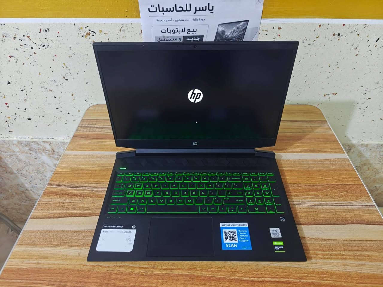 🔥 HP Gaming Pavilion | الجيل العاشر 

💰 السعر: 735 الف عراقي  
💻 لابتوب كيمينك مستخدم أوروبي نظيف

⚙️ المواصفات:
• المعالج: Intel Core i5-10300H
• الرام: RAM:16GB DDR4
• التخزين: SSD 256GB + HDD 1TB
• كرت الشاشة: NVIDIA GTX 1650 Ti 4GB
• الشاشة: 16 انج  تردد 60 HZ 

🎮 ينفع لـ:
الألعاب 🎮 | التصميم والمونتاج 🎬 | Photoshop | InDesign | AutoCAD | الدراسة والعمل

🎁 الملحقات: شاحن + حقيبة
🛡️ ضمان لمدة 7 أيام
🚗 يوجد توصيل لجميع المحافظات
📱 واتساب: ***********
☎️ اتصال: ***********

نص مكتوب في الصور:
- ياسر للحاسبات جودة عالية - أداء مضمون - أسعار منافسة بيع لابتوبات
- DirectX Diagnostic Tool
- System Display 1 Display 2 Sound Input
- This tool reports detailed information about the DirectX components and drivers installed on your system.
- If you know what area is causing the problem, click the appropriate tab above. Otherwise, you can use the "Next Page" button below to visit each page in sequence.
- System Information
- Current Date/Time: Sunday, September 20, 2026, 10:21:12 PM
- Computer Name: DESKTOP-G2S56KJ
- Operating System: Windows 11 Pro 64-bit (10.0, Build 26200)
- Language: English (Regional Setting: English)
- System Manufacturer: HP
- System Model: HP Pavilion Gaming Laptop 16-a0xxx
- BIOS: F.27
- Processor: Intel(R) Core(TM) i5-10300H CPU @ 2.50GHz (8 CPUs), ~2.5GHz
- Memory: 16384MB RAM
- Page file: 4512MB used, 14586MB available
- DirectX Version: DirectX 12
- Check for WHQL digital signatures
- DxDiag 10.00.26100.7920 64-bit Unicode Copyright © Microsoft. All rights reserved.
- Help
- Next Page
- Save All Information...
- Exit
- DirectX Diagnostic Tool System Display 1 Display 2 Sound Input Device Name: Intel(R) UHD Graphics Manufacturer: Intel Corporation Chip Type: Intel(R) UHD Graphics Family DAC Type: Internal Device Type: Full Display Device Approx. Total Memory: 8205 MB Display Memory: 128 MB Shared Memory: 8077 MB DirectX Features DirectDraw Acceleration: Enabled Direct3D Acceleration: Enabled AGP Texture Acceleration: Enabled DirectX 12 Ultimate: Disabled Drivers Main Driver: igdumdim64.dll,igd10iumd64.dll,igd10 Version: 31.0.101.2140 Date: 11/5/2025 03:00:00 WHQL Logo'd: n/a Direct3D DDI: 12 Feature Levels: 12_1,12_0,11_1,11_0,10_1,10_0,9_3 Driver Model: WDDM 3.1 Notes No problems found. Help Next Page Save All Information... Exit
- DirectX Diagnostic Tool System Display 1 Display 2 Sound Input Device Name: NVIDIA GeForce GTX 1650 Ti Manufacturer: NVIDIA Chip Type: NVIDIA GeForce GTX 1650 Ti DAC Type: Integrated RAMDAC Device Type: Full Display Device Approx. Total Memory: 12012 MB Display Memory: 3935 MB Shared Memory: 8077 MB DirectX Features DirectDraw Acceleration: Enabled Direct3D Acceleration: Enabled AGP Texture Acceleration: Enabled DirectX 12 Ultimate: Disabled Drivers Main Driver: nvldumdx.dll,nvldumdx.dll,nvldumdx.d Version: 32.0.16.1692 Date: 9/4/2026 03:00:00 WHQL Logo'd: n/a Direct3D DDI: 12 Feature Levels: 12_1,12_0,11_1,11_0,10_1,10_0,9_3 Driver Model: WDDM 3.2 Notes No problems found. Help Next Page Save All Information... Exit