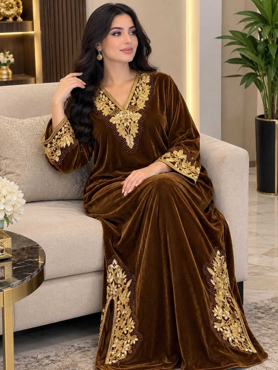 دشداشة مخمل • ماركة الحسناء • مقاسات L.XL.2XL