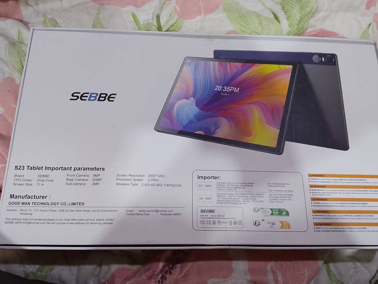 ايباد للبيع SEBBE مواصفات .شاشة 11.انش ذاكرة 256رام8+8 +شاجنة اصلية جهاز جديد سعر 145بي مجال قليل للتواصل ***********
