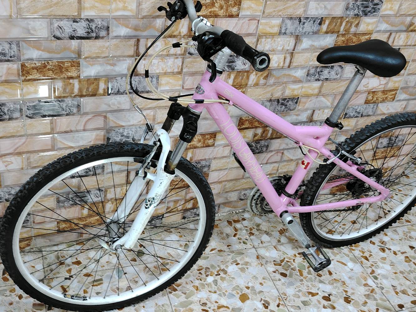 🚴‍♂️ بايسكل لويس غارنو كندي أصلي للبيع 🇨🇦الحجم: 26اللون: وردي مميز جـداً 🩷🤍الحالة: بلادي 100%، شكن وعكرب ونقال وبريكات شغالين، كل نقص ما بي.💵 السعر: 140 ألف (بي مجال للشراي، بدون كسر بالسعر رحمة لوالديكم).📍 العنوان: بغداد - البلديات - شارع المصرف.📞 واتساب: ***********