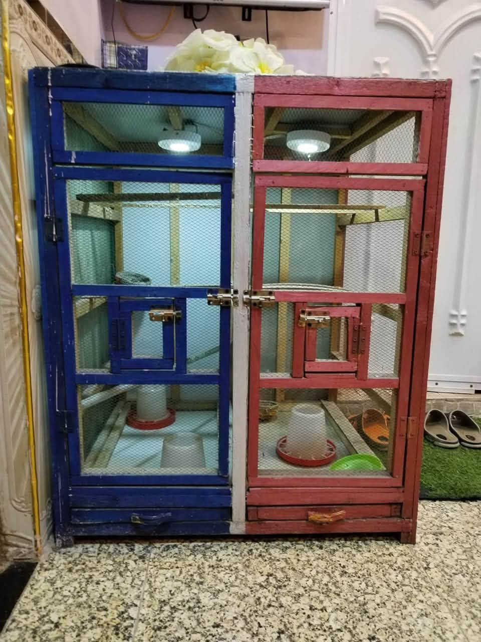 متاح
قفص خانتين الارتفاع (متر و 4سم) الجبهة( 85 سم) النزال( 75 سم) السقف كيبونه القاطع الوسط كيبونه الظهر كيبونه والارضية كيبونه والبقية خشب  مع لدات انارة كل خانه واحد سلك واير ثلاث امتار السعر( 90  الف) وبي مجال
بغداد العبيدي
هـ ***********
لايوجد توصيل
