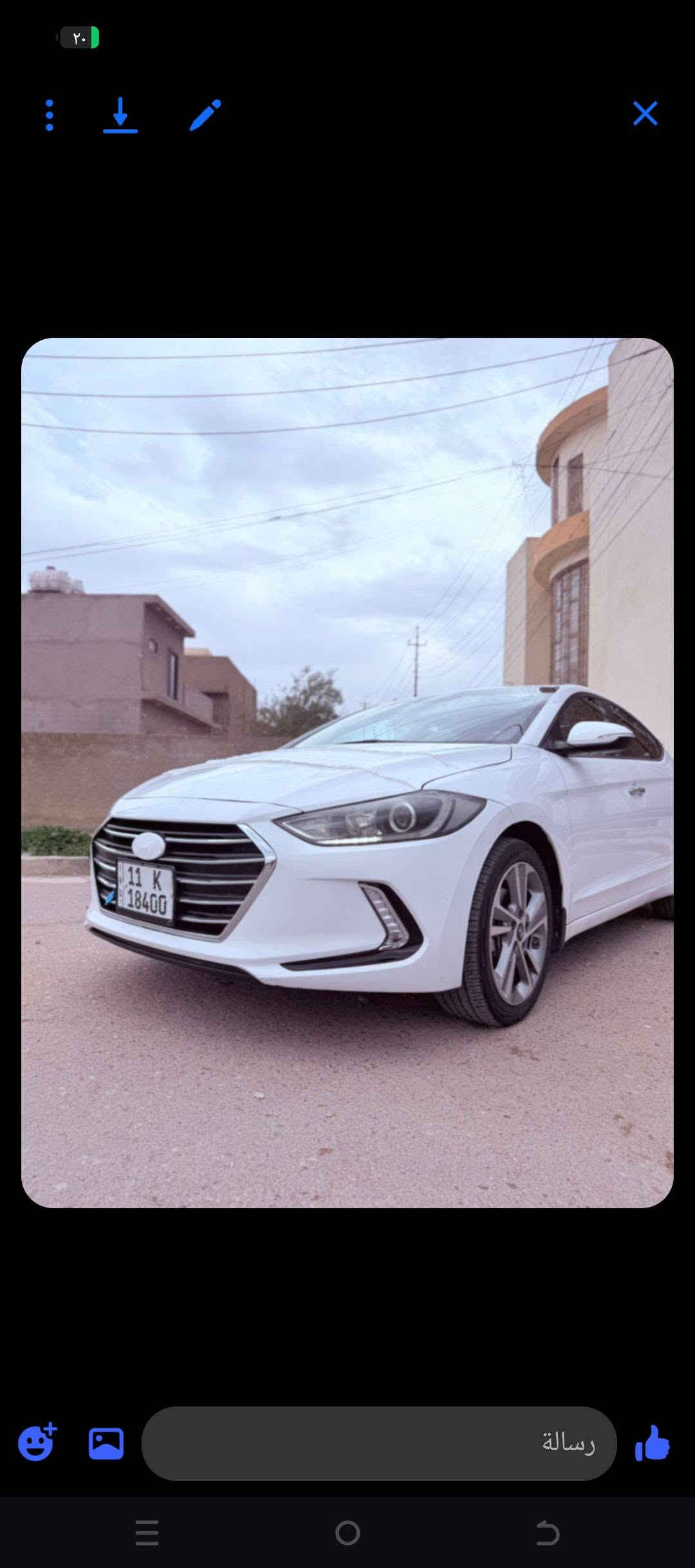 النترة2018خليجي
 رقم بغداد
لون ابيض
ماشية 160
محرك2000
كير اي تي
بيها 5قطع
بيها ضربه بنيد وجاملغ ايمن مصبوغات بنيد وجاملغ ايمن وايسر وبيها خشم الشاصي تعديل  صبغ بالهلال الخلفي كد 4 اصابع من يم صفحه السايق وبيها بابين عكس السايق مفتوحات لاجل تصليح بارد فقط
 سونرها تفاصيلها بصور
مكان بغداد بلديات
 سعرها 110وبيها مجال...... خاص

نص مكتوب في الصور:
- ٢٠
- رسالة