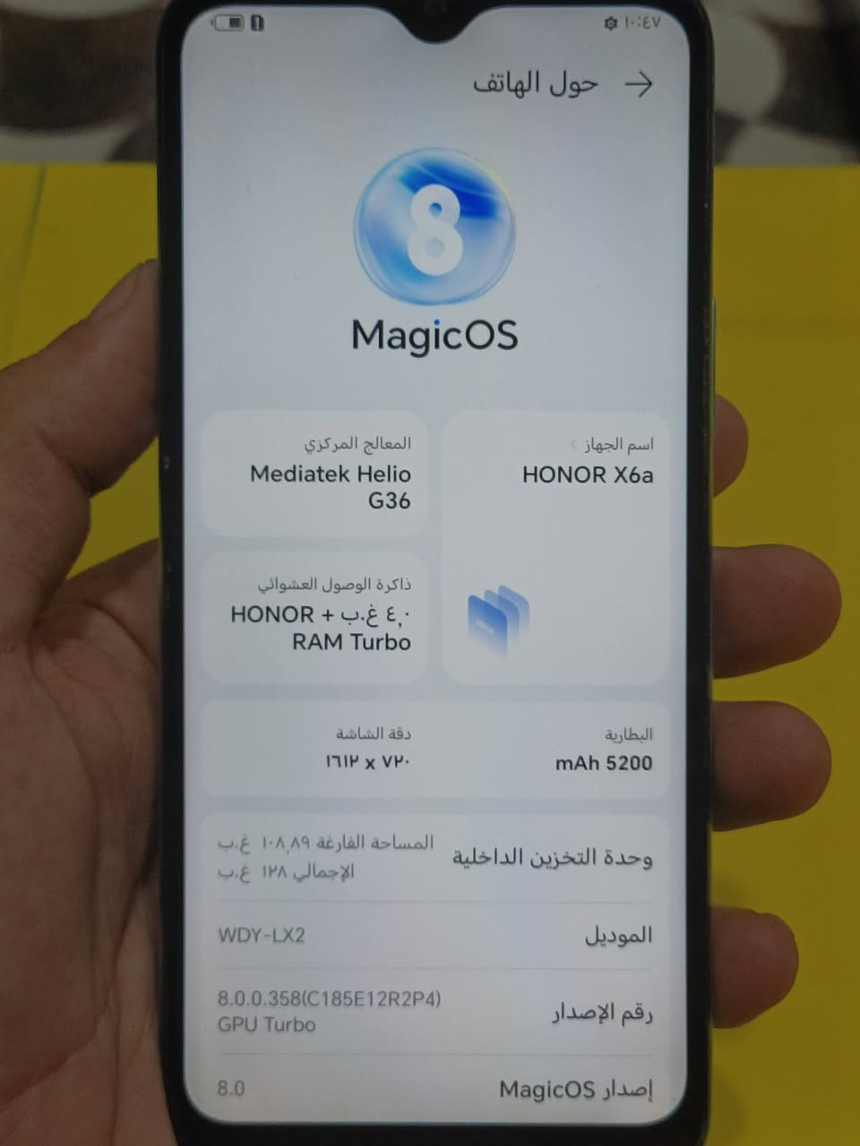 جهاز هونر 6 اي مستعمل 
ذاكره 128 
النظافه 100% لون اخضر 
العنوان موصل الايمن 
السعر 100 
للتواصل على الرقم ***********
