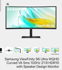 سامسونج ViewFinity S6 • 34 بوصة • منحنية 1000R