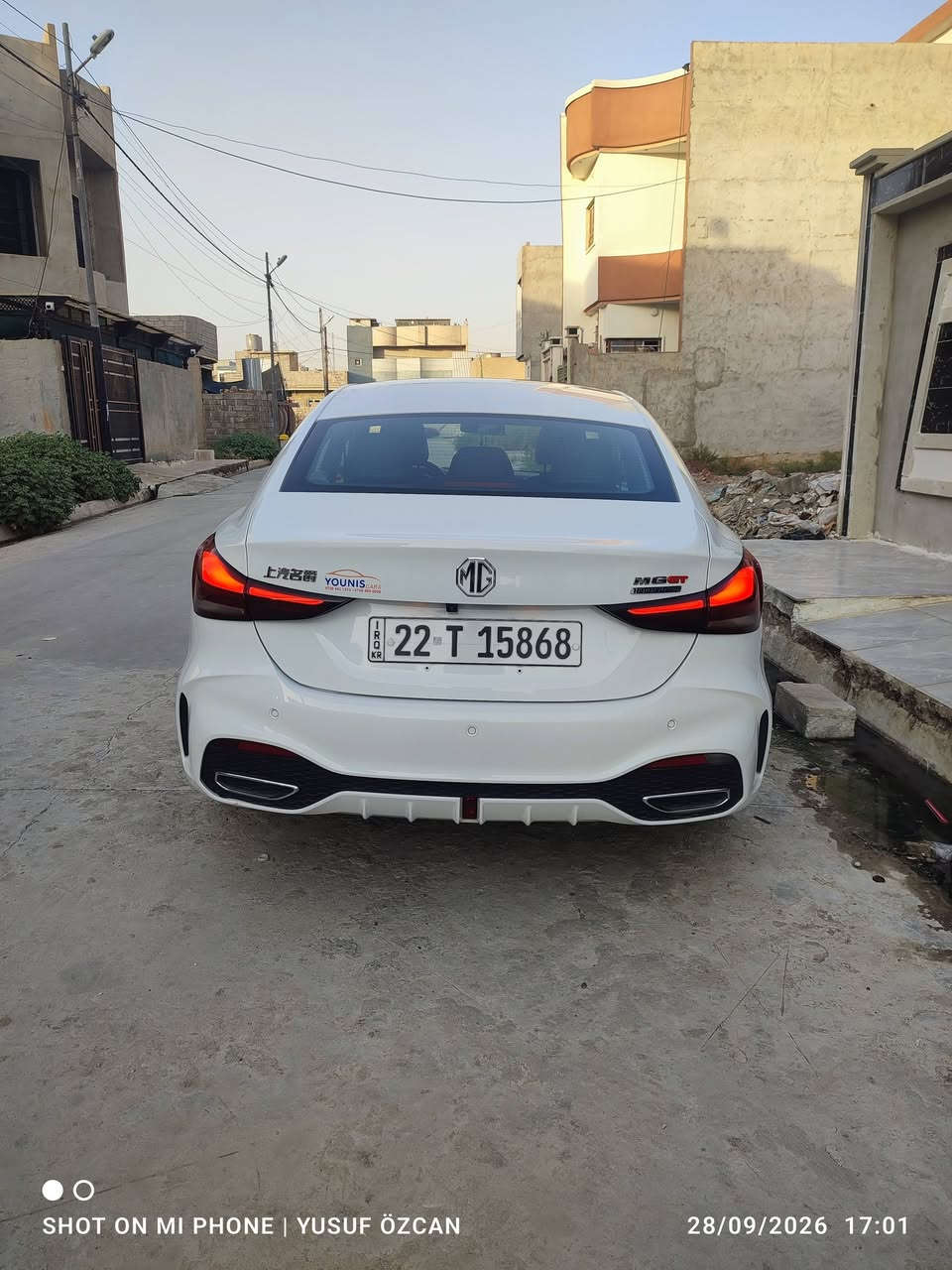 السلام عليكم سياره MG. gt موديل 2025 سياره نظيفه جدا محرك 1500 توربو. ماشيه 18 الف . نظيفه جدا صبغ ماكو اي تبديل او تعديل ماكو . رقم اربيل . موجوده بالموصل. مابيها غرامات . للبيع بسعر مناسب مع الرقم 12300 دولار 12 الف و300 دولار بيها مجال قليل . ***********

نص مكتوب في الصور:
- SHOT ON MI PHONE | YUSUF ÖZCAN 28/09/2026 17:01
- SHOT ON MI PHONE | YUSUF ÖZCAN 28/09/2026 16:59
- SHOT ON MI PHONE | YUSUF ÖZCAN 28/09/2026 17:00
- SHOT ON MI PHONE | YUSUF ÖZCAN
- 28/09/2026 16:58