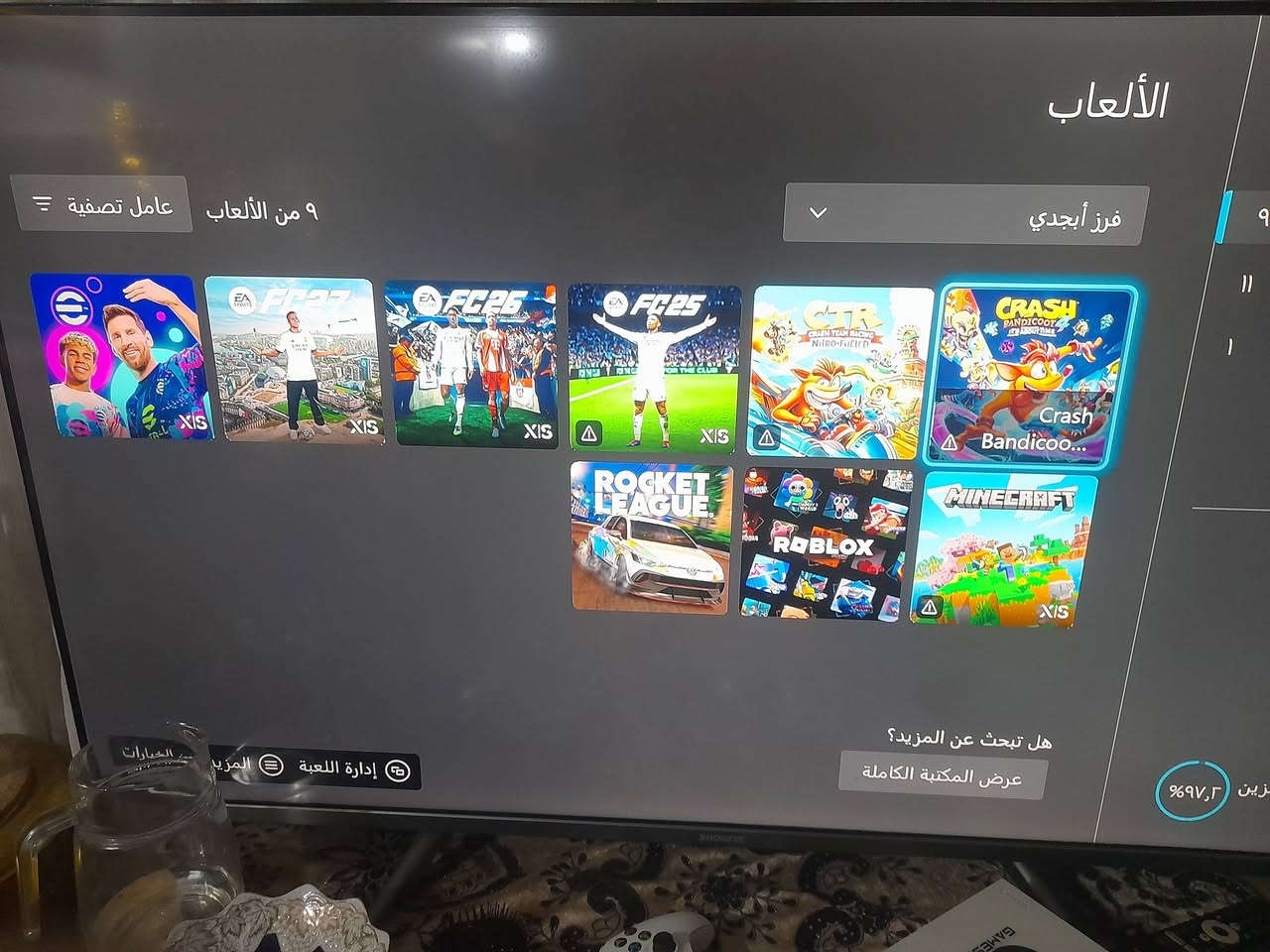 السلام عليكم 
عندي اكس بوكس سيريس اس للبيع 
ويا ثنين يدات وحده اصليه و الأخرى احترافيه  
وياه حساب بي العاب كالآتي 
فيفا ٢٧ 
فيفا ٢٦ 
فيفا ٢٥ 
ماين كرافت 
كراش نسختين
ذاكرته ٥١٢ 
الجهاز نظيف جدا ماداخل تصليح وممفتوح ابد 
السعر ٤٣٠ الف وبي مجال للشراي
للإستفسار :
***********

نص مكتوب في الصور:
- الألعاب ٩ من الألعاب عامل تصفية فرز أبجدي هل تبحث عن المزيد؟ عرض المكتبة الكاملة إدارة اللعبة المزيد الخيارات
