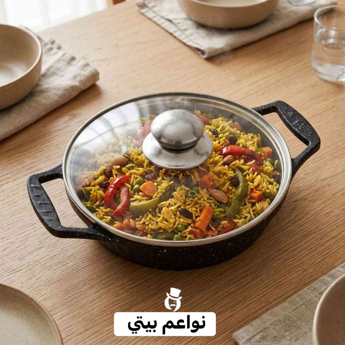 سيت طاوات جرانيت • غير لاصق ضد الاحتراق • ٢٢/٢٠/١٨سم