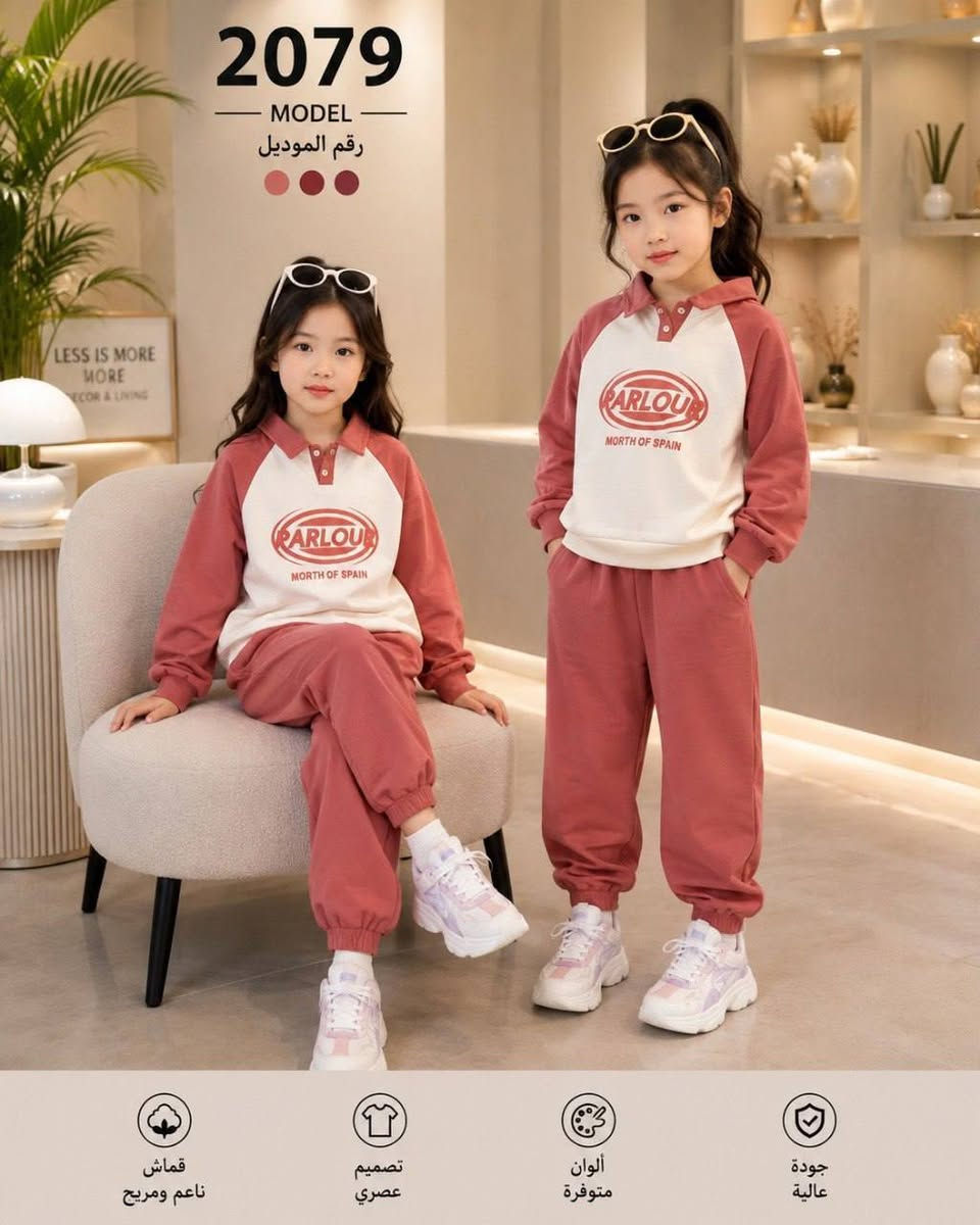 🎀👧 تراك بناتي 👧🎀
📏 الأعمار: 6 – 12 سنة
💰 السعر: 8,000 دينار فقط
📲 للطلب والاستفسار واتساب: ***********
📍 بغداد – الحرية الثالثة
🚚 توصيل لجميع المحافظات

نص مكتوب في الصور:
- 2079 MODEL رقم الموديل قماش نعم ومريح تصميم عصري ألوان متوفرة جودة عالية
- 2079 MODEL رقم الموديل