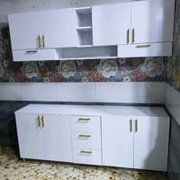 كاونتر خشب MDF ارضي وملحق قياس مترين وسنك متر و20 مرمر سعر 325 الف