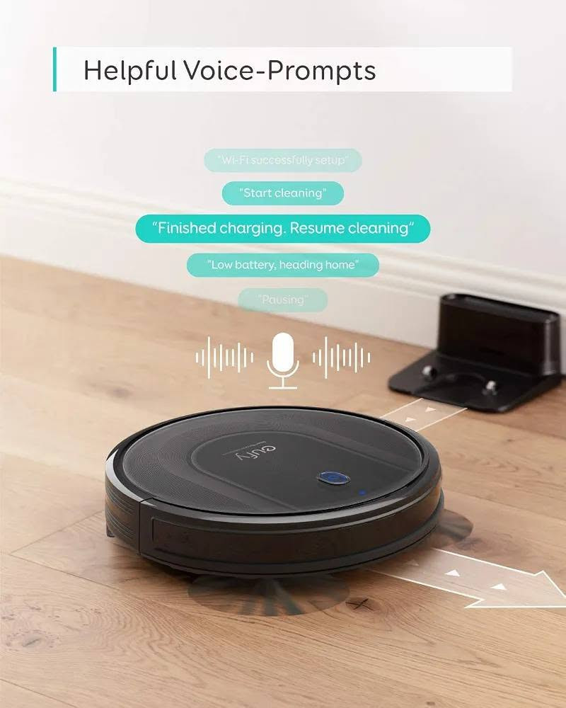 روبوت Eufy RoboVac G30 يوفي روبوفاك جي 30 بدون شاحنه شغال طلع عندي بالباله الي يفيده موجود توصيل كل المحافضات ***********

نص مكتوب في الصور:
- Helpful Voice-Prompts "Wi-Fi successfully setup" "Start cleaning" "Finished charging. Resume cleaning" "Low battery, heading home" "Pausing"