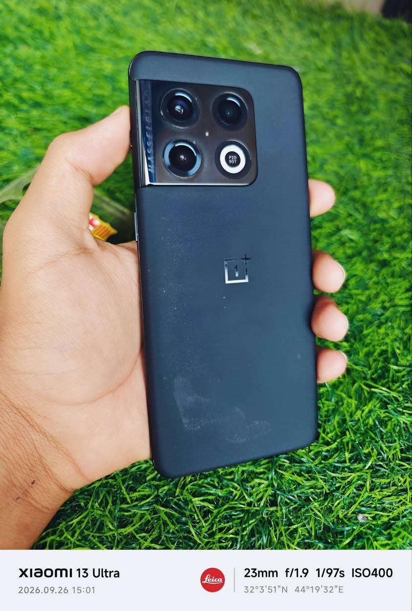 السلام عليكم 👋
توفر موبايل : OnePlus 10 Pro 
نسخه امريكي دبل خط واجه اوكسجين اندرويد 15 ✅
نظافه 90% ✅
ذاكره 128% ✅
معالج رائد سناب دراكون 8 جين 1 🔥
ببجي 90 فريم .. باقي العاب 120 فريم ✅
كاميرات متخصصه من هاسبلاد تصور 4k@120fps ✅
دورات شحن بطاريه 5 فقط أي يعني جهاز جديد 
شاشه 2kQHD+ 120@HZ ✅
ملحقات: كفر جيلاتين + لزكه شاشه جيلاتين اصلي ✅
السعر : 375 الف فقط 💵
مكاني نجف+ متوفر توصيل 🚚

نص مكتوب في الصور:
- Xiaomi 13 Ultra 2026.09.26 15:02 Leica 23mm f/1.9 1/73s ISO400 32°3'51"N 44°19'32"E
- Xiaomi 13 Ultra 2026.09.26 15:01 Leica 23mm f/1.9 1/100s ISO200 32°3'51"N 44°19'32"E
- Xiaomi 13 Ultra 2026.09.26 15:01 Leica 23mm f/1.9 1/100s ISO125 32°3'51"N 44°19'32"E
- Xiaomi 13 Ultra 2026.09.26 15:01 Leica 23mm f/1.9 1/97s ISO400 32°3'51"N 44°19'32"E