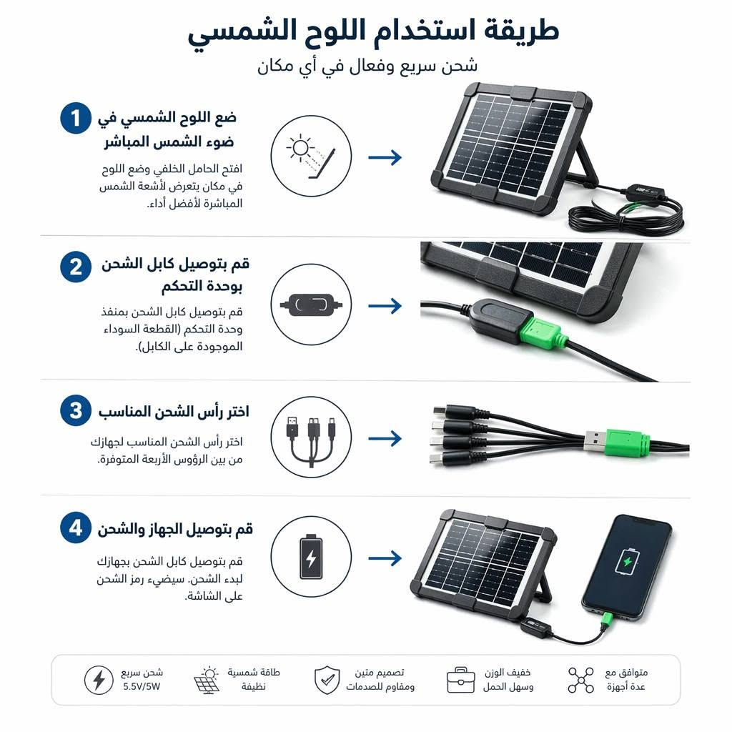 كهرباء طفت؟ شحن مخلص؟ ومحتاج برودة؟ الحل صار بجيبك! ☀️💨🔋ويه لوح الطاقة الشمسية المحمول، ماراح تشيل هم انقطاع الكهرباء بعد اليوم! هذا الجهاز هو المنقذ الحقيقي إلك ولعائلتك بالبيت، بالعمل، أو بالطلعات والكشتات.💡 شنو يقدملك هذا الجهاز بالضبط وبكل صراحة؟✅ شحن الموبايلات والاجهزة اللوحية: يشحن جميع أنواع الهواتف بسرعة وبطاقة الشمس المجانية.✅ تشغيل وشحن المراوح الصغيرة: مثالي لتشغيل أو شحن المراوح المكتبية والسفرية المحمولة (USB) يعني تضمن برودة حتى لو طفت الوطنية!✅ شحن اللايتات والإضاءة: يشحن لايتات الطوارئ والليدات بكل سهولة.✅ منفذ USB عالمي: متوافق مع كل الأجهزة، ويأتي مع وصلة شحن 5 في 1 مجاناً.✅ حجم مثالي وخفيف: تكدر تأخذه وياك وين ما تروح (للبيت، المزرعة، السفر، وأهل البر والتخييم).⚠️ تنويه صادق من صفحتنا: الجهاز مخصص للإلكترونيات والمراوح الصغيرة والشحن فقط، ولا يشغل الأجهزة المنزلية الكبيرة مثل المبردات أو التلفزيونات.🔥 العرض الأقوى والمحدود من سوق العراق الالكتروني:💰 السعر: 28,000 دينار فقط!🚚 والتوصيل مـــجـــانـــي لكل محافظات العراق (من الشمال للجنوب).📥 طريقة الحجز والطلب (سهلة جداً):1️⃣ اكتب كلمة (تَم) في التعليقات وسنقوم بمراسلتك فوراً.2️⃣ أو راسل الصفحة مباشرة عبر الرسائل الخاصة (الخاص).3️⃣ أو تواصل معنا مباشرة عبر الواتساب على الرقم التالي:📞 ***********(عند الطلب يرجى تزويدنا بـ: الاسم الكامل، المحافظة والعنوان، ورقم الهاتف)
