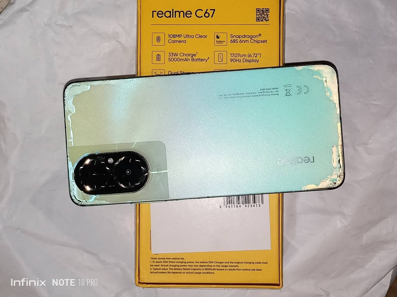 📱 للبيع: Realme C67

💾 الذاكرة 256

 الرام:  8GB مع 8GB اضافيه يعني 16

📸 الكاميرا الرئيسية: 108MP

💧 مقاومة للماء والغبار بمعيار IP54

🔋 بطارية قوية للاستخدام اليومي
بسعة 5000 

⚡ معالج كوالكوم سناب دراغون
 مخصص للالعاب والببجي 

📱 شاشه 120 هرتز

ضهر الجهاز كزاز مابيه اي كسر او شخط فقط صبغ مزيول من الداخل مثل ماموضح بالصور 

📦 العلبه موجودة 

💰 السعر  180 الف قفل 

العنوان كربلاء الامن الداخلي 
للاستفسار فقط واتساب 

***********
