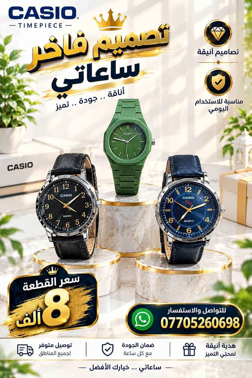 ساعات فخمة • كاسيو • توصيل بغداد