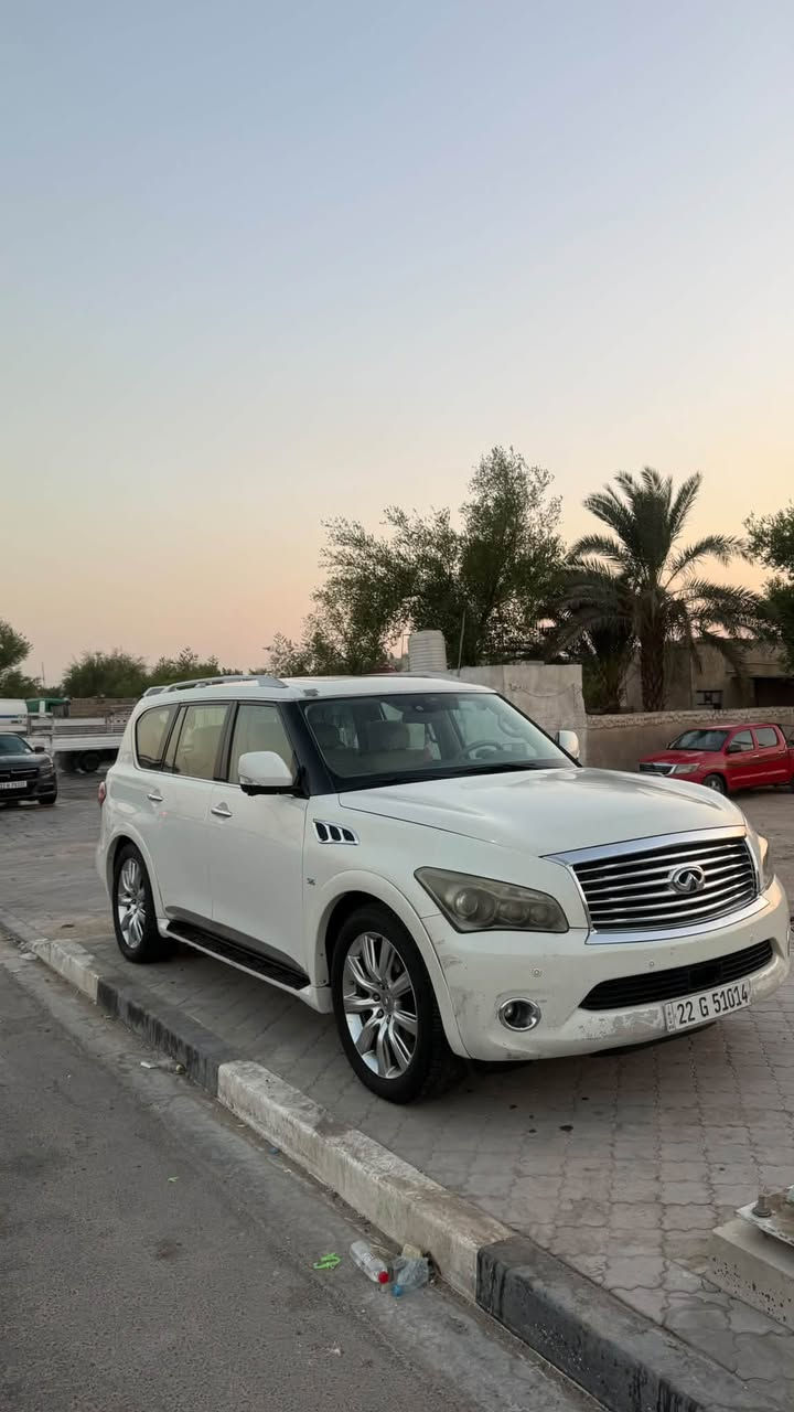 انفنتي qx80 موديل 2014
خليجي فول مواصفات كفالة عامة
محرك 8 سلندر 5.6
ماشية 290 الف كم 
فتحة سقف + ثلاجة + كراسي كهرباء + كاميرات 360 درجة  + حساسات امامي خلفي + رادار + السيارة بيها بعد هواي مواصفات 
سيارة رقمها اربيل بأسم كردي تريد تحويل تريد وكالة
السعر : 160$
المكان : البصرة 
للتواصل : ***********
