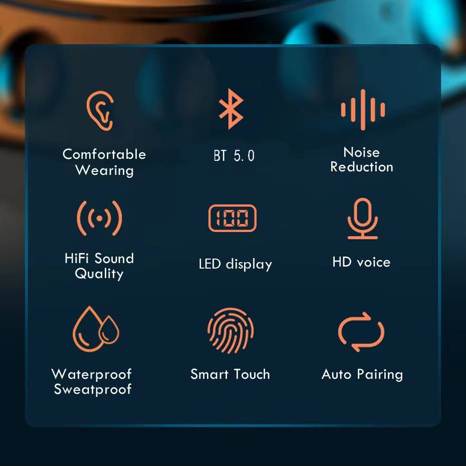 TWS F9-5 • شاشة رقمية • باوربانك 300mAh