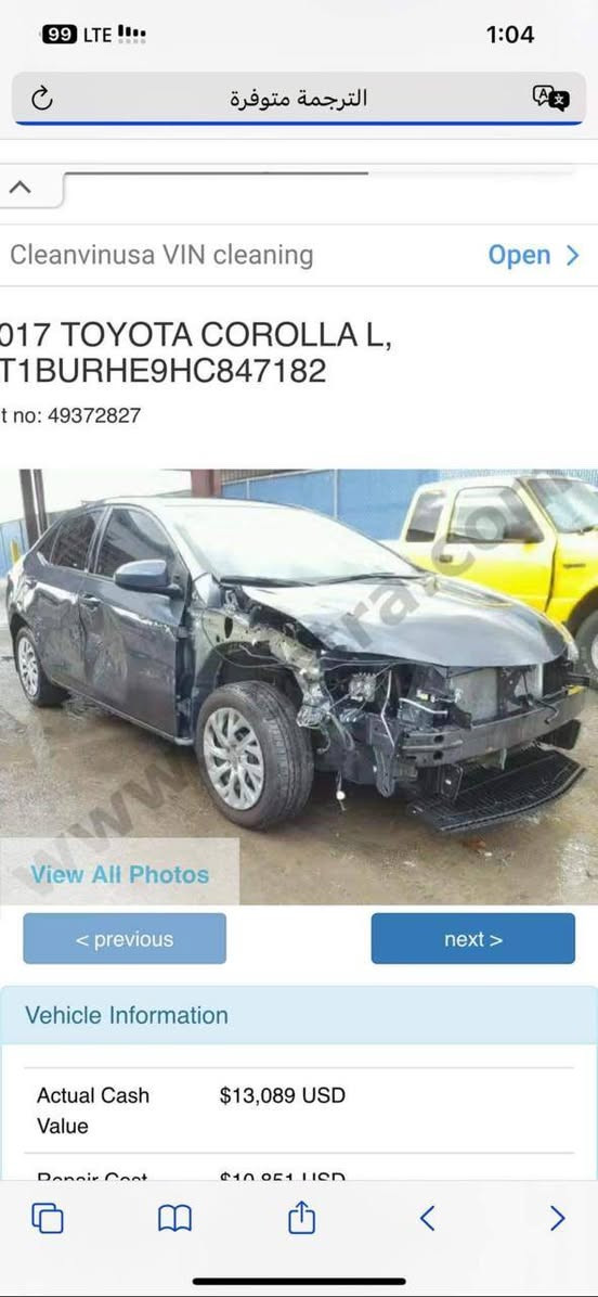 كورلا ١٧
ماشيه ١٤٠
حادث موجود بلصور
٦قطع صبغ بدون دواخل 
سعر ١١٠ وبيه مجال 
للاستفسار ***********
 مكان سيارة كركوك
