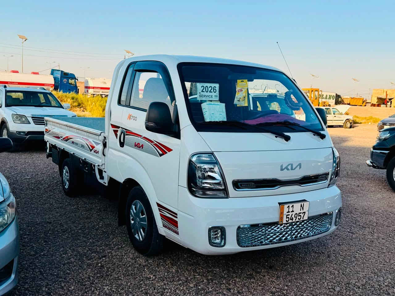 كيا حمل ٢٧٠٠ 
موديل ٢٠٢٦
عداد المسافه زيرو 
السياره مسستمه بالكامل 
مواصفات 
دبل ايرباك 
ABS 
شاشه 
كامرا 
تحكم ستيرن 
حساسات خلفيه 
شباك نيكل 
اشاره بالبنيد 
سبايدر جانبي 
دعاميه خلفيه 
الاضافات 
غلاف بدي 
دوشمه كشنات +سقف + ارضيه 
العنوان الرمادي الجزيره شارع الجرايشي 
للاستفسار الاتصال عل الرقم التالي 
***********
