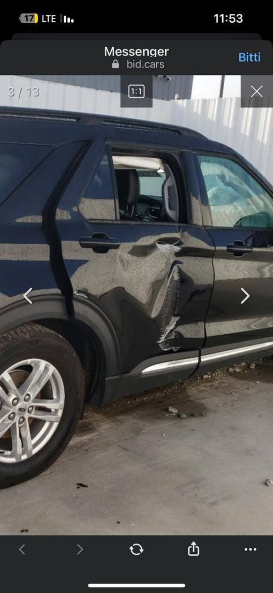 فورت اكسبلور موديل 24 حادث بصيط ماشيه 35ميل
السياره فول مواصفات ما عده الفتحه رادر حساسات كاميرات كشنات جلد متصل تخم تاير جديد ماليزي رقم اربيل هزه جديده مكان السياره كربلاء *********** 
سعر السياره 225

نص مكتوب في الصور:
- 18 LTE 11:42 Messenger bid.cars Bitti You are watching archived offer. Auction ended on Monday, September 9, 2024. Monday, September 9, 2024 13 Photos Bidding Vehicle information
- 17 LTE 11:53 Messenger bid.cars Bitti 3 / 13
