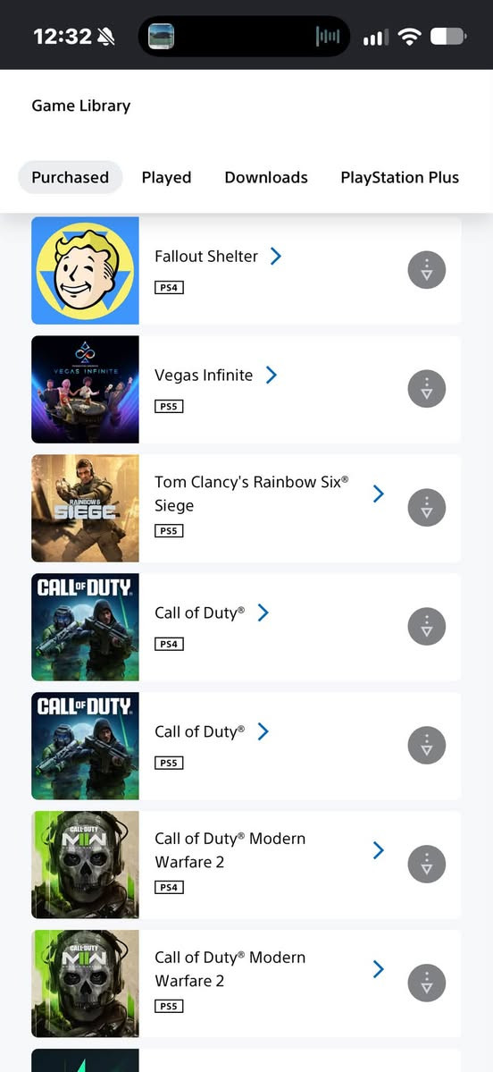 حساب بليستيشن بي GTA 6 و هواي العاب مثل ما معروض للبيع للتواصل خاص او عالرقم ***********

نص مكتوب في الصور:
- 12:32 library.playstation.com Game Library Purchased Played Downloads PlayStation Plus Grand Theft Auto VI: Ultimate Edition PS5 Fortnite PS5 KID A MNESIA EXHIBITION PS5 Vigor PS4 Battlefield TM 6 PS5 23
- Game Library
- Purchased
- Played
- Downloads
- PlayStation Plus
- Fallout Shelter
- PS4
- Vegas Infinite
- PS5
- Tom Clancy's Rainbow Six®
- Siege
- Call of Duty®
- Call of Duty® Modern
- Warfare 2
- 12:32
- Purchased Played Downloads PlayStation Plus
- Delta Force
- Asphalt Legends
- eFootball
- Call of Duty: Vanguard
- Public Beta
- Rocket League
- Call of Duty: Modern
- Warfare
- PRO EVOLUTION SOCCER
- 2019 LITE
- 12:32 Game Library Purchased Played Downloads PlayStation Plus Grand Theft Auto V PS4 SHAREfactory TM PS4 YouTube PS4 Warface: Clutch PS4 Fortnite PS4 1 2
