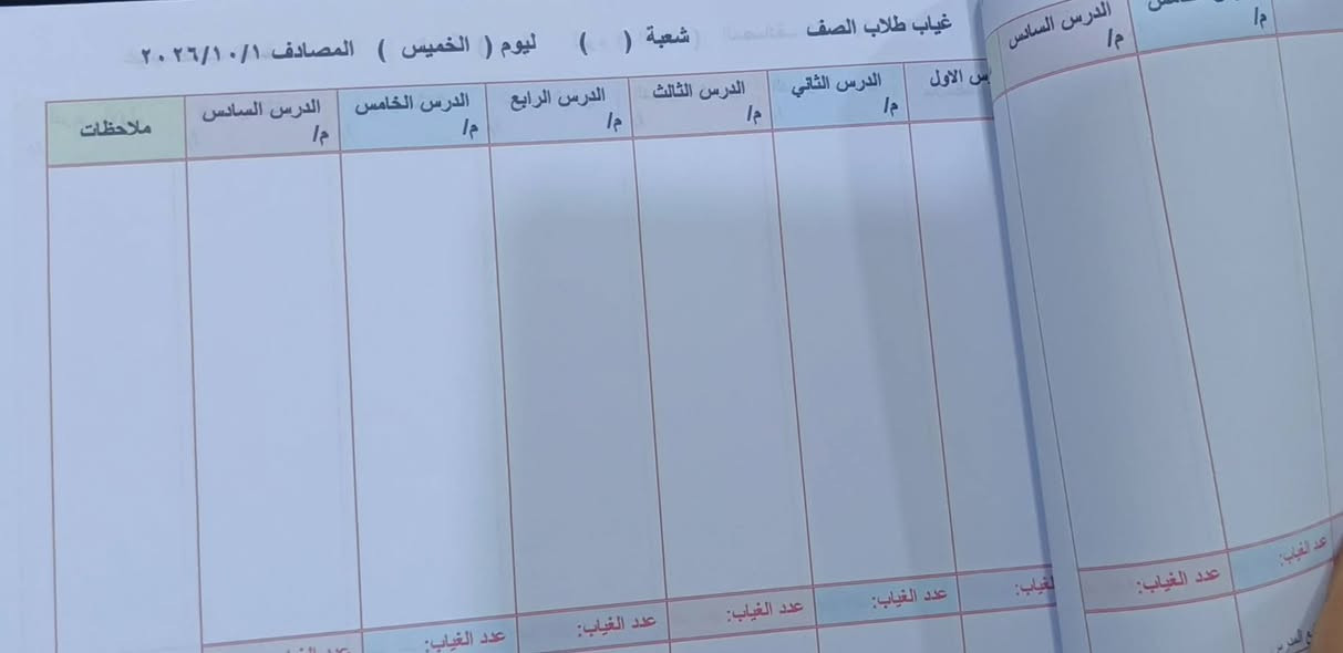 دفـــتــر الغـــياب الـــيومي للطـــلاب 
دفـــــتــر مــــؤرخ ويـــحتـــوي فـــــهـــرس 

#مـكـتـبـة_الـبـارق ⚡💻
📌طـبـاعـة - اسـتـنـسـاخ 
📌سـحـب جـمـيـع الـمـلازم والـكـتـب الـمـدرسـيـة 
📌طـبـاعـة الـسـتـيـكـرات 
📌سـحـب جـمـيـع مـلـخـصـات الـطـلـبـة 
📌انـشـاء الـتـقـاريـر
📌عـمـل سـبـايـرول 
📌كـبـس هـويــــات
📌طــبـاعــة اســئــلــة

✅الـشـطـرة - شـارع الـمـعـلـم - مـقـابـل مـول الامـيـن - قـرب مـدرسـة فـدك الاهـلـيـة
هـ ***********
تليگرام @ubnt7

#مكتبة_البارق_للطباعة_والاستنساخ
#الشطرة

نص مكتوب في الصور:
- دفتر الغياب اليومي للطلاب دفتر مؤرخ ويحتوي على فهرس سعر الدفتر 3000