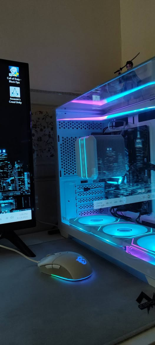 سلام عليكم
عندي تجميعيه مستخدمه 3 اشهر 
تجميعة APU مع الملحقات
CPU : Ryzen 7 5700G
MB : MSI B550M-A PRO
RAM : HYPER X 2×8 G DDR4
M.2 : 512 G Kingston 
 COOLER: هوائي + SAMA S1240 ARGB Liquid Cooler
Power supply: Redragon RGPS-700W
Heat spreader : DARKFLASH 
Case: 
CASE AIGO DARKFLASH TH285M WHITE EDITION WITH 3 FANS ARGB
Power supply 750 watt

ماوس ريد دراغون 
كيبورد لوجتك
مبرد مائي براند SAMA
بدون شاشه 
للتواصل ***********
مكاني الديوانيه
