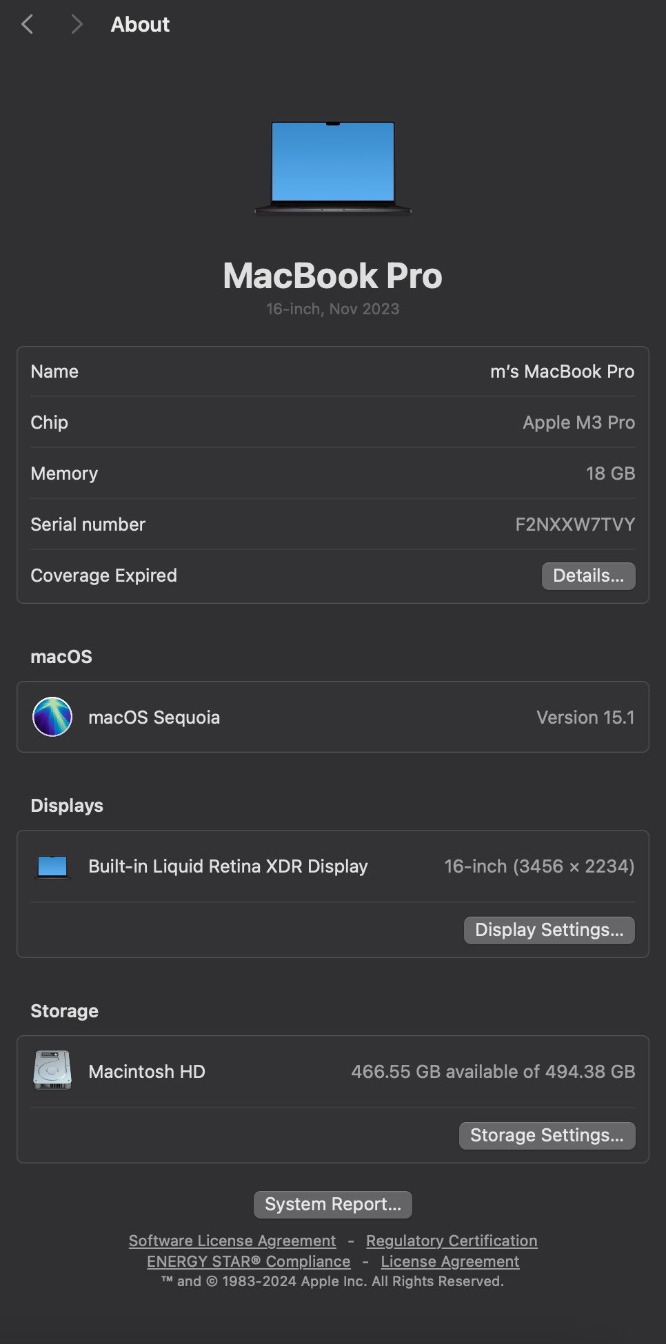 Available ✅
Macbook pro M3 pro
512 GB Hard
18 GB Ram
Battery 100%
Cycle 13
16,2 inch
Space Black 
الملحقات فقط شاحن نظافه 98% الجهاز عربي شرق اوسط
للتواصل 
***********