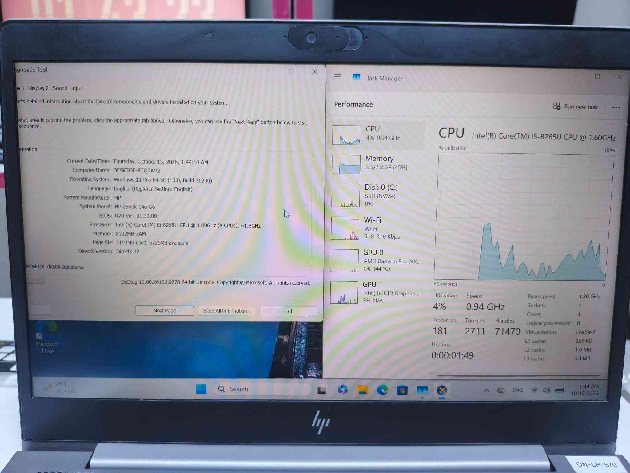 HP ZBook 14u G6 • i5-8265U • AMD WX3200