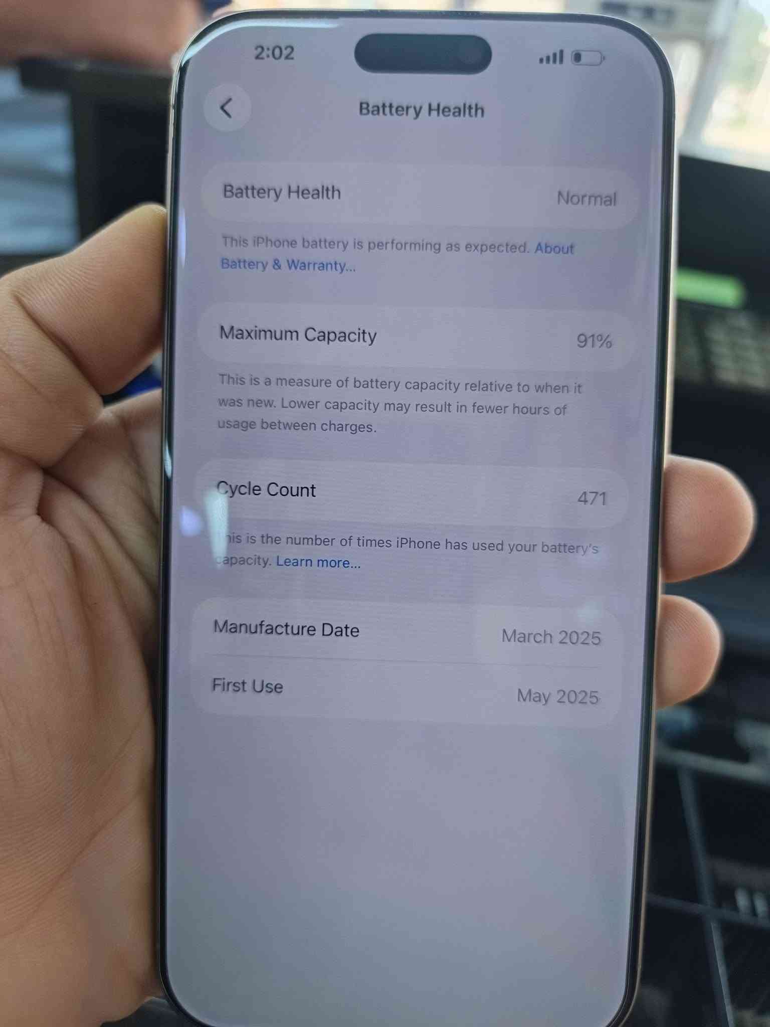 آيفون ١٦ برو ماكس • ٢٥٦ • بطارية ٩١٪