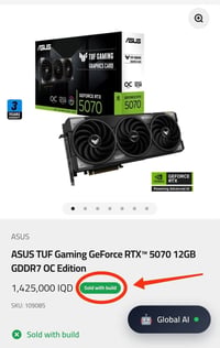 ASUS TUF RTX 5070   سعره بالعراق مليون و425 وانت صاعد وينباع فقط مع ال...