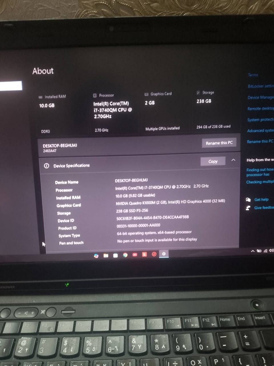 لينوفو W530 • i7-3740QM • نڤيديا Quadro K1000M