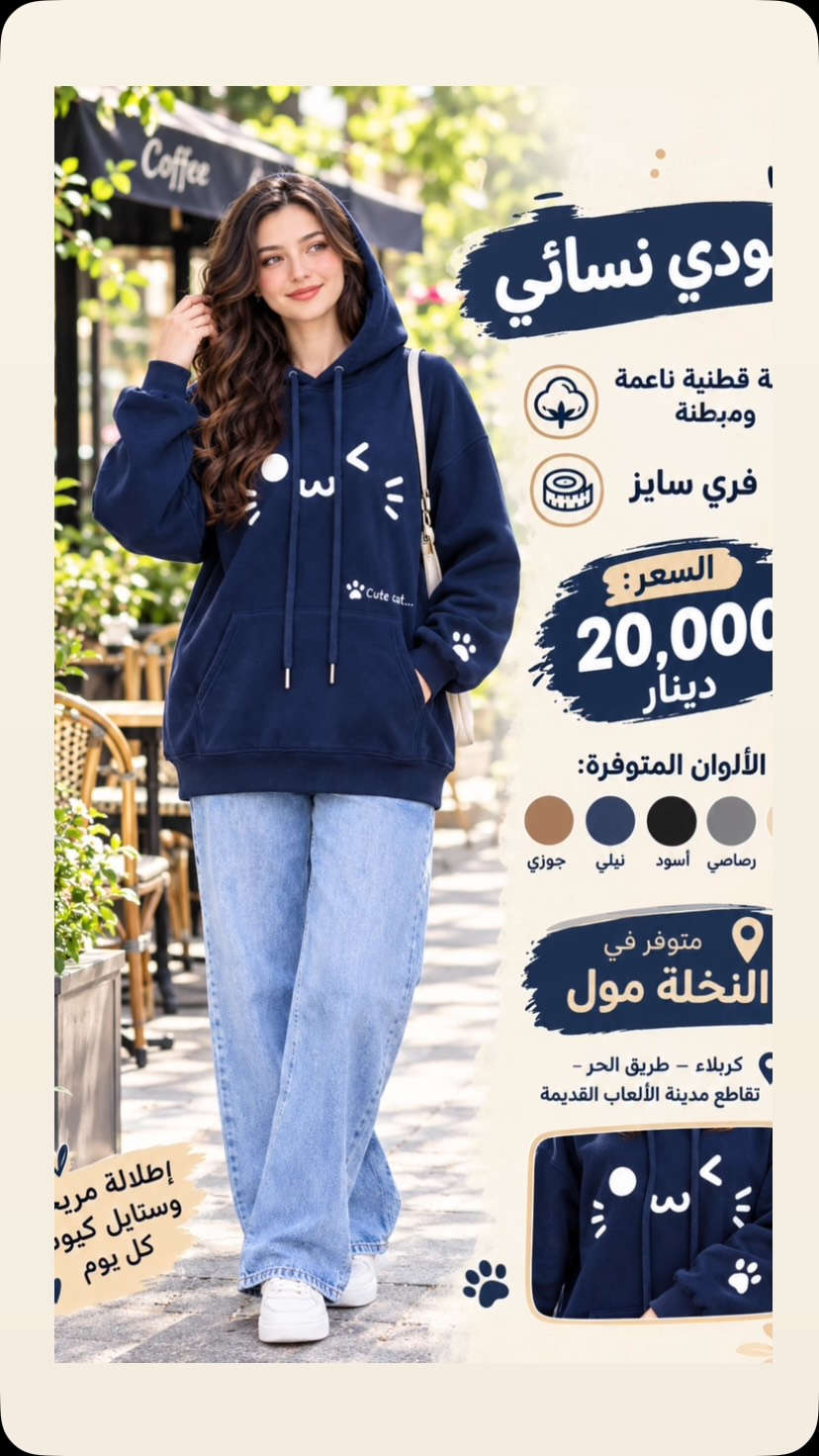 هودي نسائي • فري سايز • مبطّن