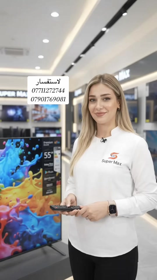 🔥 شاشة ذكية موديل 55 سمارت 🔥 ✨ تدعم جميع التطبيقات 🎬 فودو | شاهد | نتفلكس | سينمانا وأكثر 🚚 التوصيل مجاناً إلى باب البيت 📲 للحجز والاستفسار: *********** 🔥 لا تفوّت العرض من سوبر ماكس 🔥

نص مكتوب في الصور:
- لاستفسار *********** ***********
