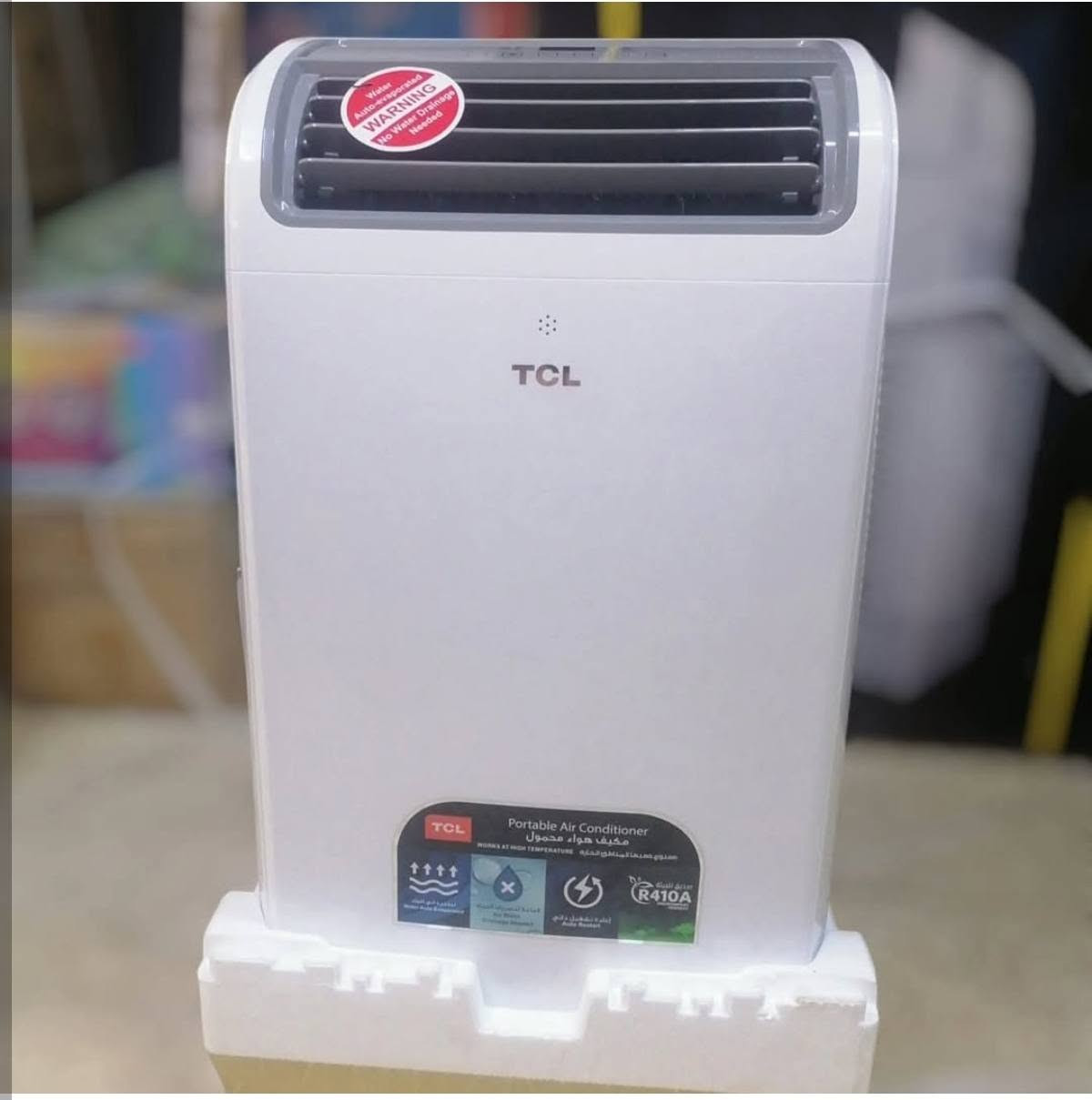 مكيف هواء متنقل (سبلت بورتبل) من ماركة TCL بسعة 1 طن (موديل TAC-12CHPA/DM5).
المواصفات الأساسيةالسعة:
 1 طن نوع التشغيل: تبريد وتدفئةالمميزات:لا يحتاج إلى تنصيب معقد أو قطعة خارجية.نظام تبخير ذاتي للماء (لا يحتاج إلى تصريف مياه دائم).سهل النقل والحركة بفضل تصميمه المدمج.يعمل بكفاءة في درجات الحرارة العالية.

السعر 300 الف
