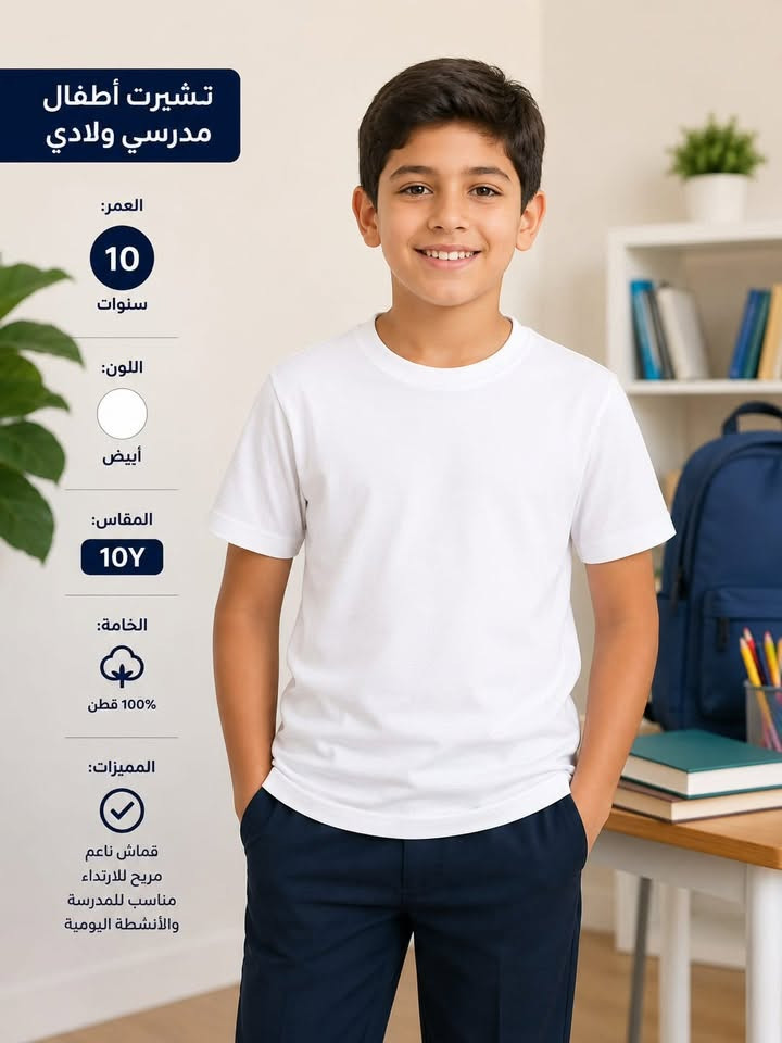 متوووفر شلعه مدرسي 💥💥القطعه تطلع عليكم  الفين فقط متخيلين السعر بيش متبيعون انتو ربحانين 

يجي 130 قطعه مشكل تشيرت قطني حجري ولادي وبناتي ويجي قمصان 

سعر الشلعه 250 ❤️‍🔥❤️‍🔥شامل التوصيل لباب البيت 

للحجز مراسله الرقم ***********

نص مكتوب في الصور:
- تشيرت أطفال مدرسي بناتي العمر: 10 سنوات اللون: أبيض المقاس: 10Y الخامة: 100% قطن المميزات: قماش ناعم مريح للارتداء مناسب للمدرسة والأنشطة اليومية
- تشيرت أطفال مدرسي ولادي
- العمر:
- 10 سنوات
- اللون:
- أبيض
- المقاس:
- 10Y
- الخامة:
- قطن 100%
- المميزات:
- قماش ناعم
- مريح للارتداء
- مناسب للمدرسة
- والأنشطة اليومية
- قميص مدرسي ولادي العمر: 14_15 قماش ناعم ومريح تصميم أنيق وكلاسيكي خامة ممتازة وجيدة التهوية
- 10
- سنوات
- 100% قطن
- مناسب للمدرسة والأنشطة اليومية