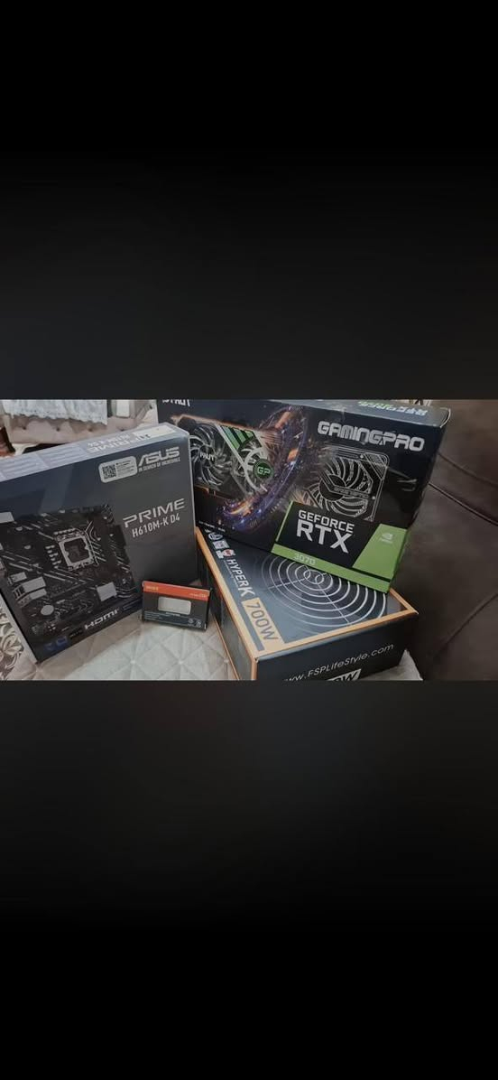 امات 32 كيكه 3200 DDR4 المعالج 12400f i5 كارت الشاشه 3070 كيس Mid-Tower ATX GIM تخزين : 500GB M.2
السلام عليكم PC للبيع
رامات 32 كيكه 3200 DDR4
 المعالج 12400f i5
 كارت الشاشه 3070 RTX
 كيس Mid-Tower ATX GIM
 تخزين : 500GB M.2
المذربورد asustek D4 H61OM-K P
مع UPC 1500 
السعر 950
***********
ملاحضه زجاج الكيس الاماميه مكسور اثناء التنضيف مثل مموضح بصوره

نص مكتوب في الصور:
- sajad