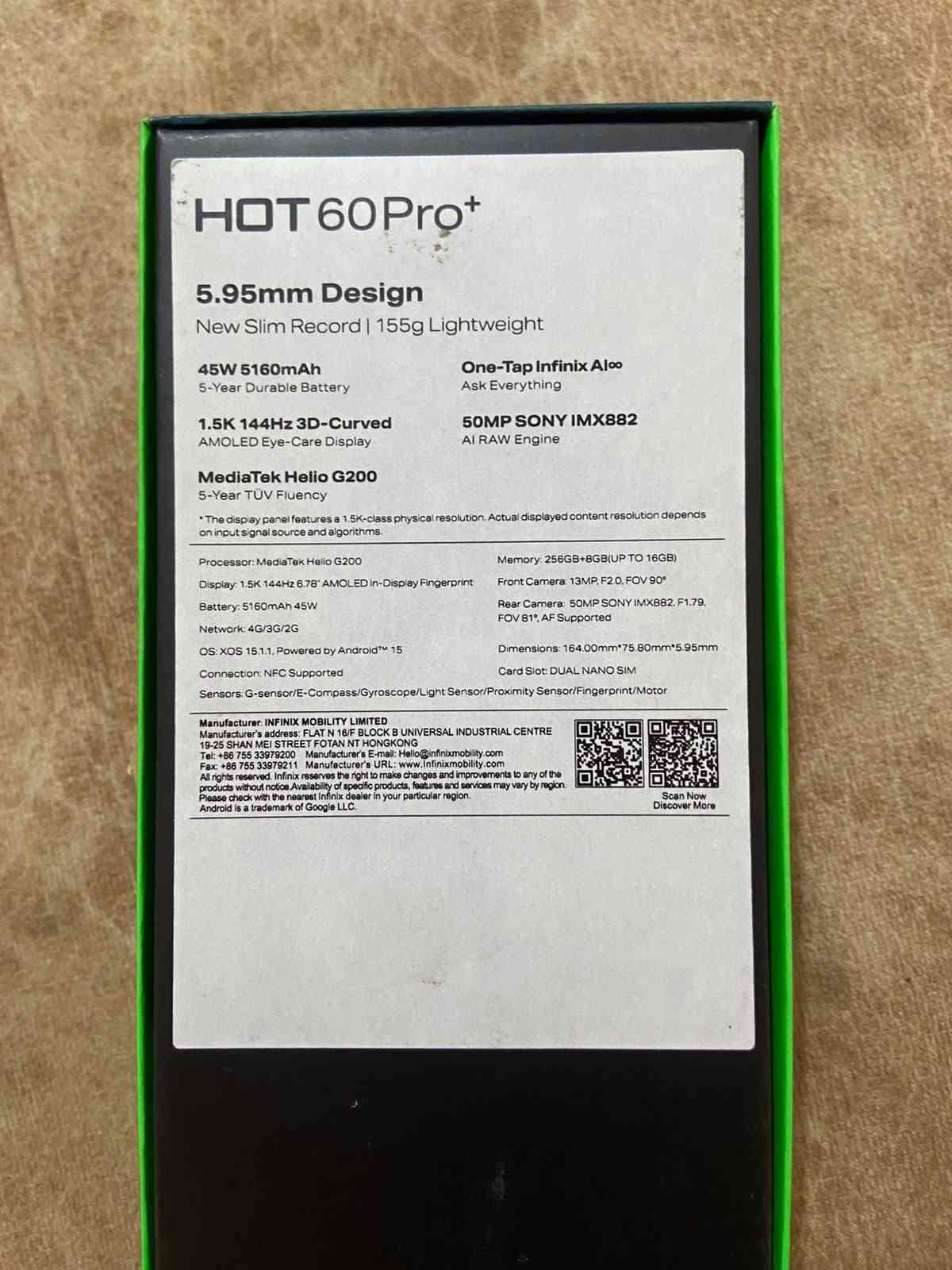 انفينكس HOT60 Pro+ • رام 16GB • ذاكرة 256GB