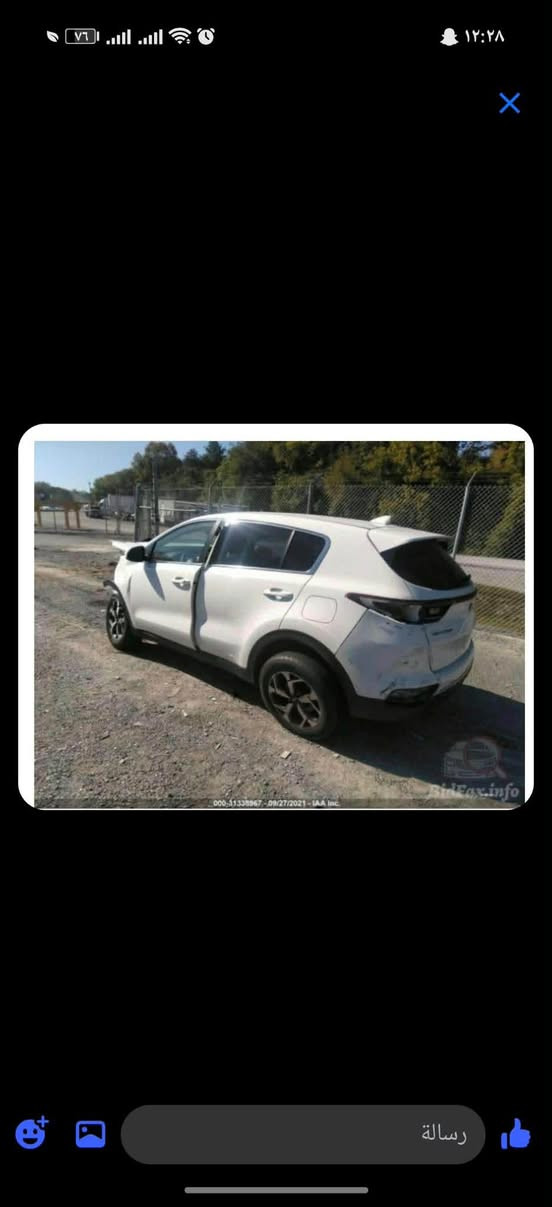 🚘 للبيع كيا سبورتج وارد أمريكي موديل 2021
▫️ اللون: أبيض 🤍
▫️ الرقم: بغداد
▫️ وارد أمريكي 🇺🇸
▫️ الحادث: موضح بالصور
▫️ السعر: 145 ورقة
▫️ المكان: بغداد – الزعفرانية

📞 للاستفسار والتواصل:
***********

المعاينة خير دليل والجاد بالشراء يتفضل.

نص مكتوب في الصور:
- ١٢:٢٨ 000_31338967 - 09/27/2021 - IAA Inc. BidFax.info رسالة