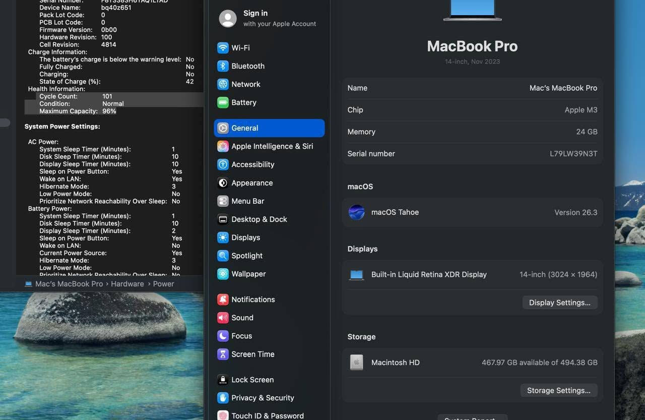 MacBook Pro 2023 14” M3 

Ram 24 | SSD 500 
Battery 96 | cycle 101

Price: 1,800,000 

المبيعات : ***********
الدعم الفني والصيانة: ***********

متجرنا على سوبركي 

https://app.gini.iq/deeplink/macmasters

قناة التلجرام

https://t.me/macmastersiQ

حساب الانستا 

https://www.instagram.com/macmaster.iq?igsh=NW4zdDdsbTExYnEx&utm_source=qr

حساب الفيسبوك 

https://www.facebook.com/share/17h5xxa2YC/?mibextid=wwXIfr
