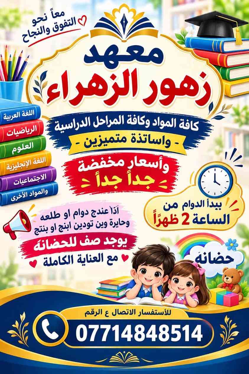 معهد زهور الزهراء • كافة المراحل • أسعار مخفضة