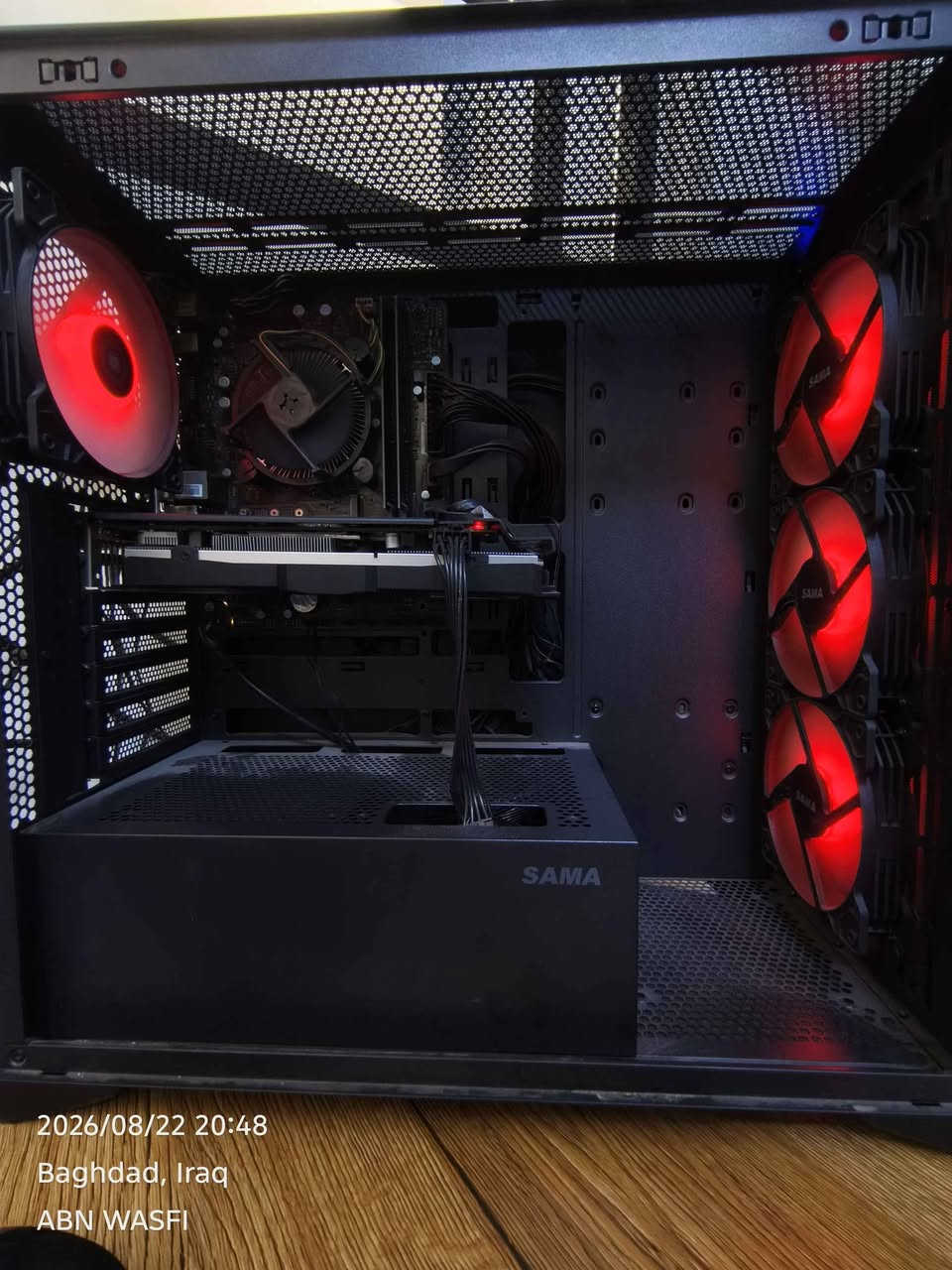 Intel(R) core(TM) i7-6700cpi@3.40GHz
‏Amd Radeon Rx580 8g 2048sp
‏Ddr4 Ram16g 
‏128ssd128 
‏Hhd 500 
‏Mainboard msi b250M
‏باور سبلاي ماس 550
‏كيس ارجيبي sama
‏ويا شاشا 120 هرتز دسبلي و 60 hd  ازوز 
و موس وكيبورد 
شغل اغلب الالعاب 
*********** وتساب 
*********** اتصال 
بغداد ويوجد توصيل بغداد, العراق
